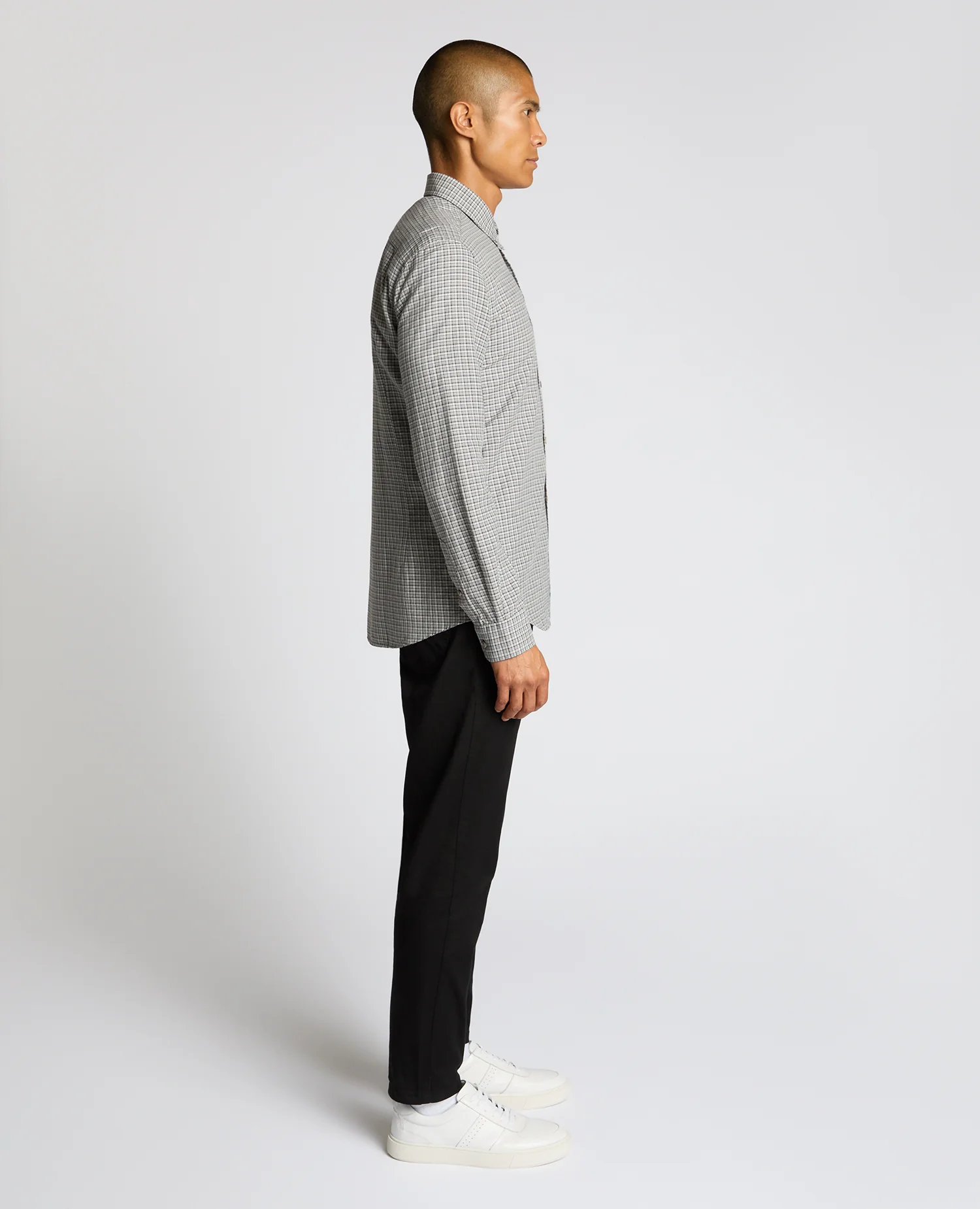 Slim Fit Cotton Micro Check Shirt - Image 4