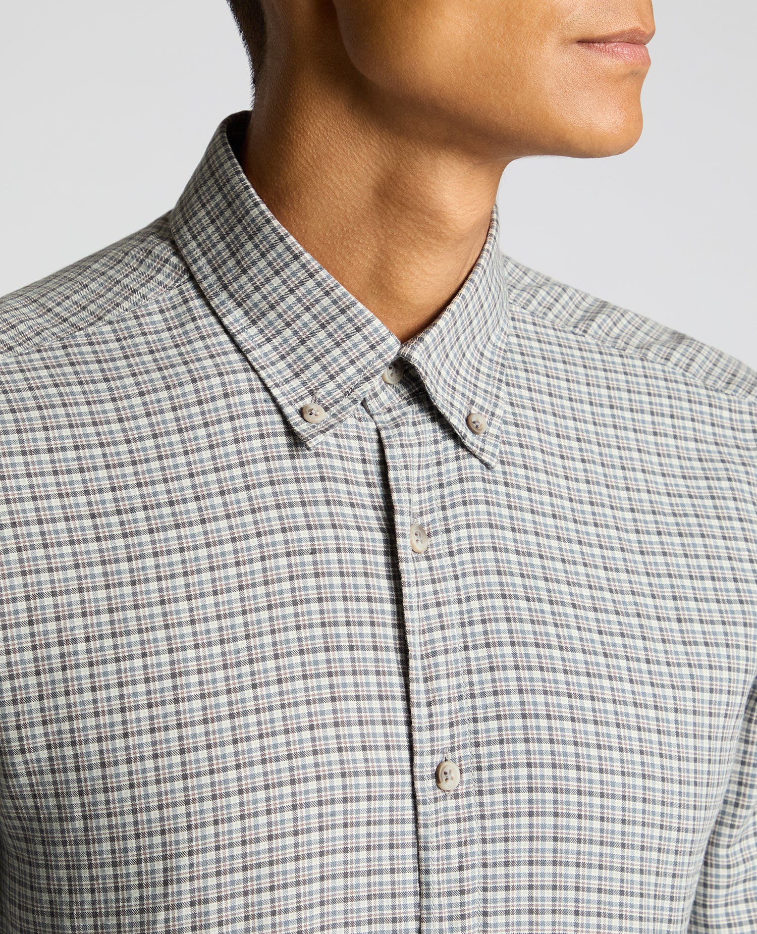 Slim Fit Cotton Micro Check Shirt - Image 5