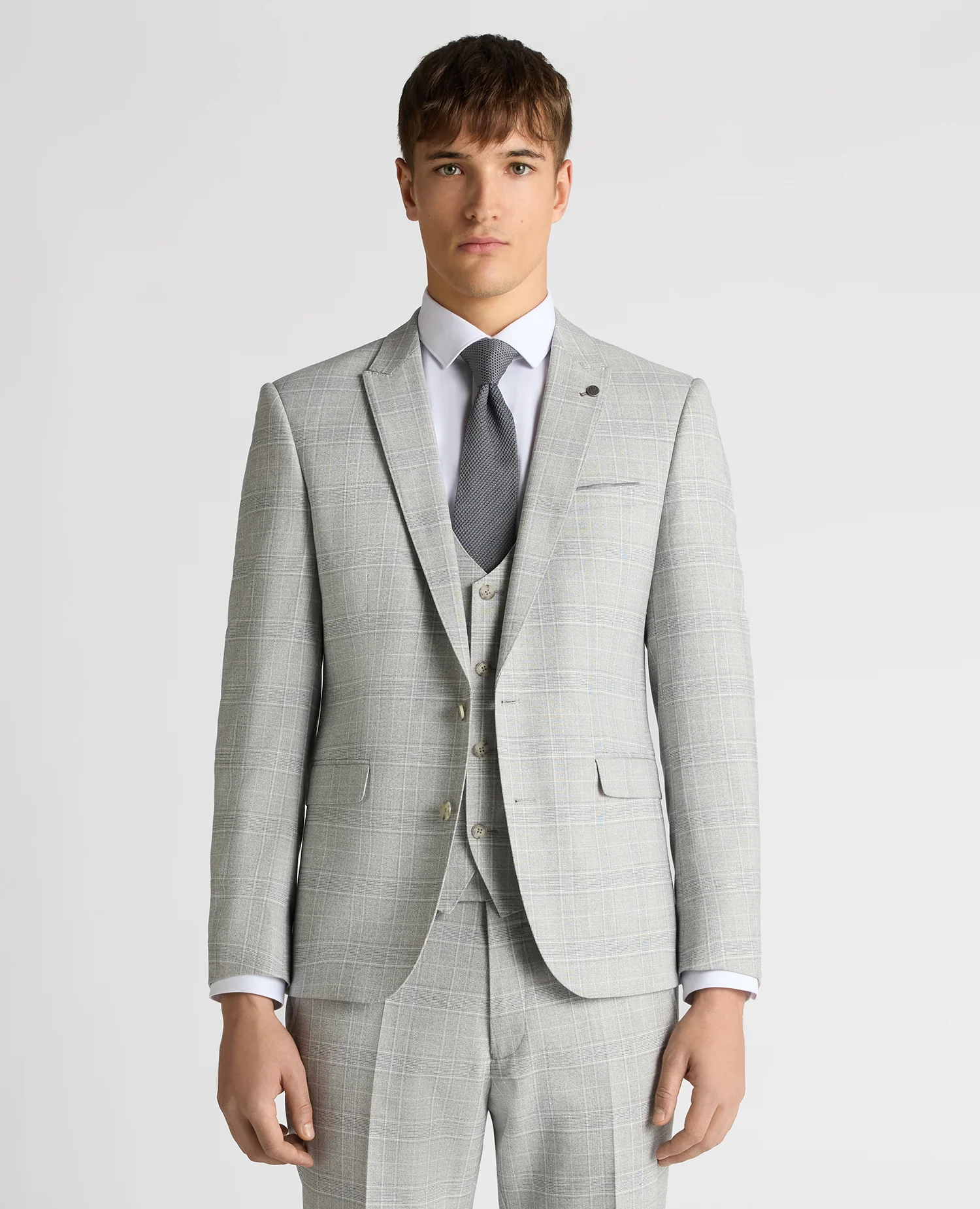 Slim Fit Checked Stretch Suit Jacket