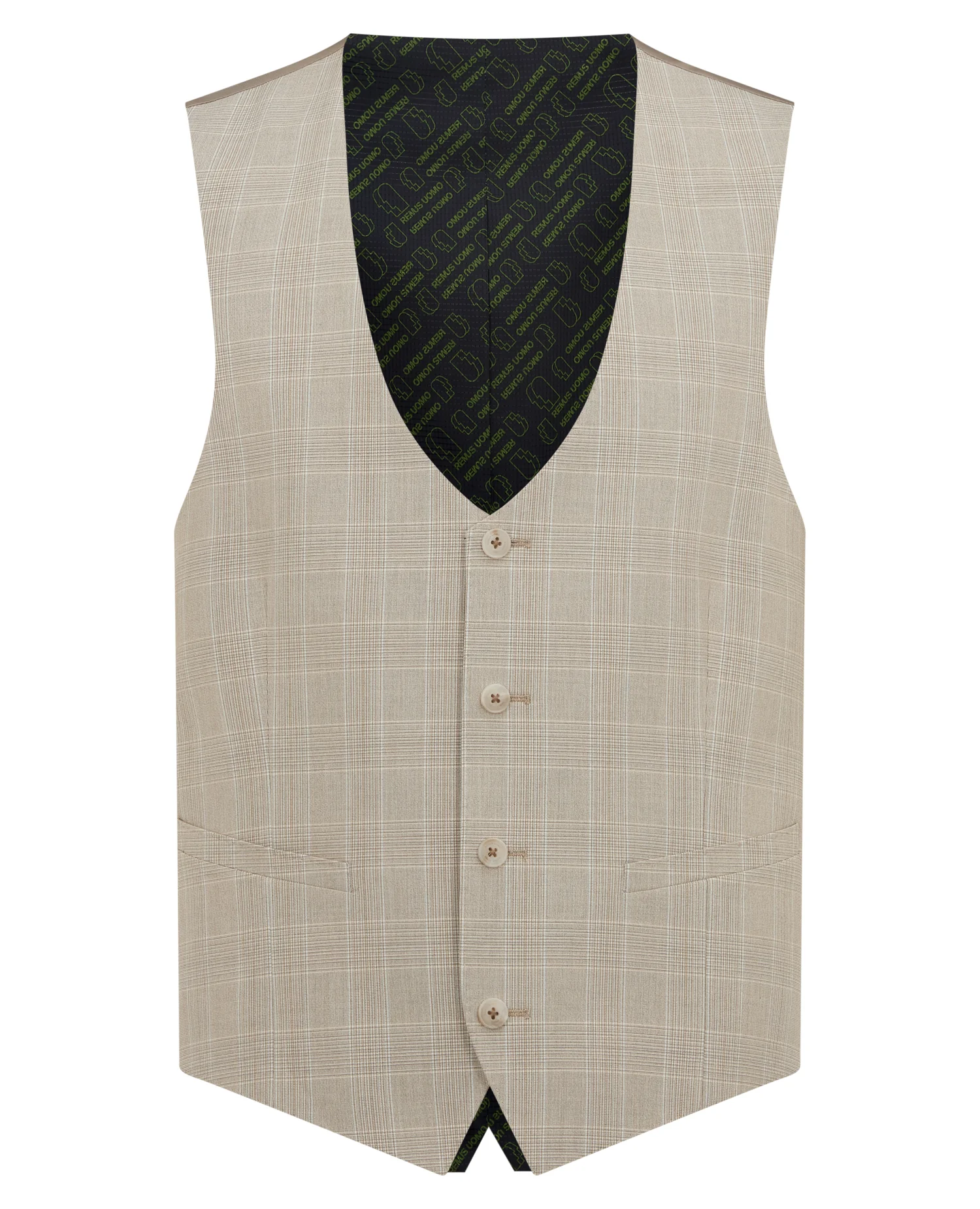 Slim fit checked polyviscose stretch waistcoat