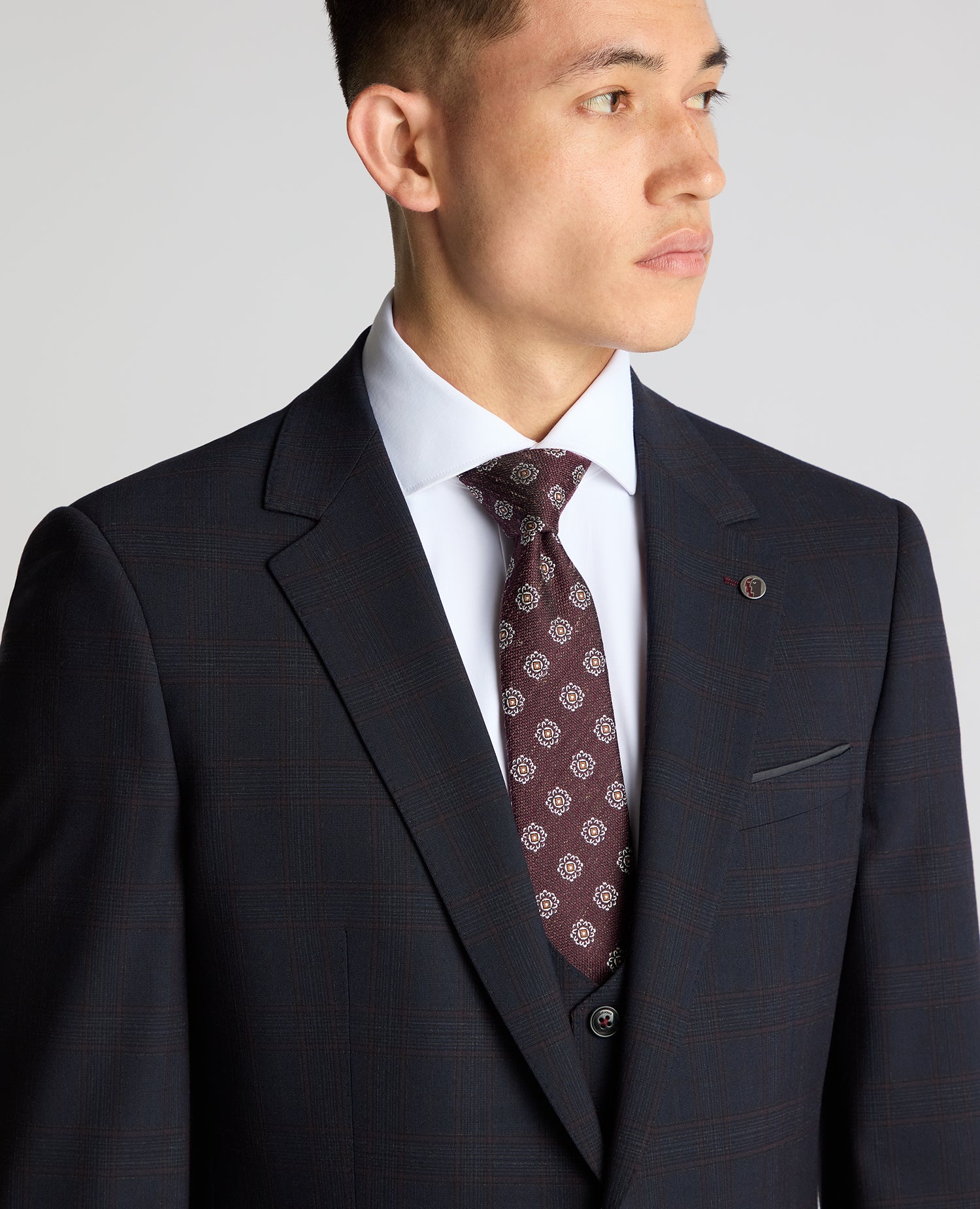Slim Fit Checked Stretch Suit - Image 5