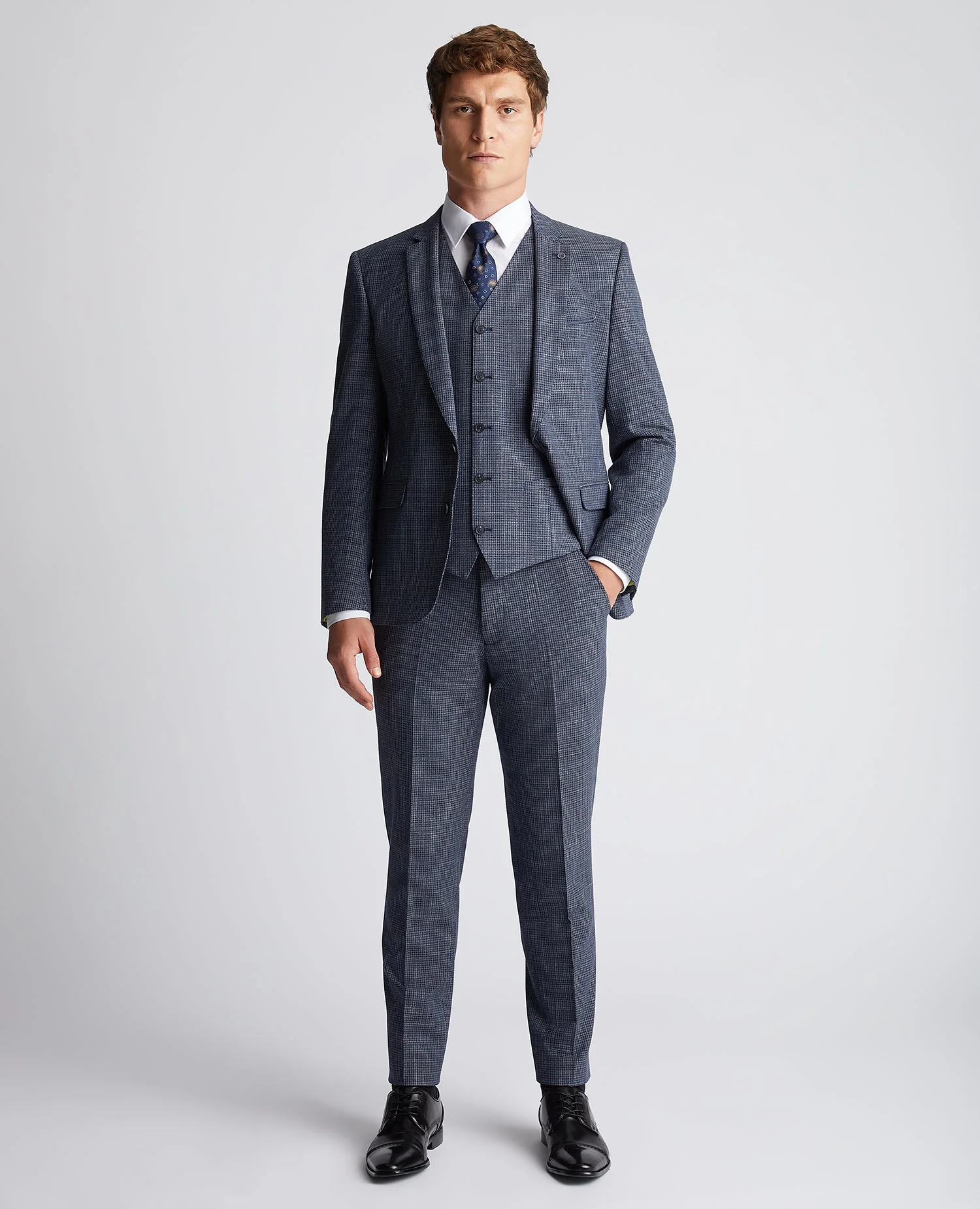 Slim Fit Checked Stretch Waistcoat - Image 2