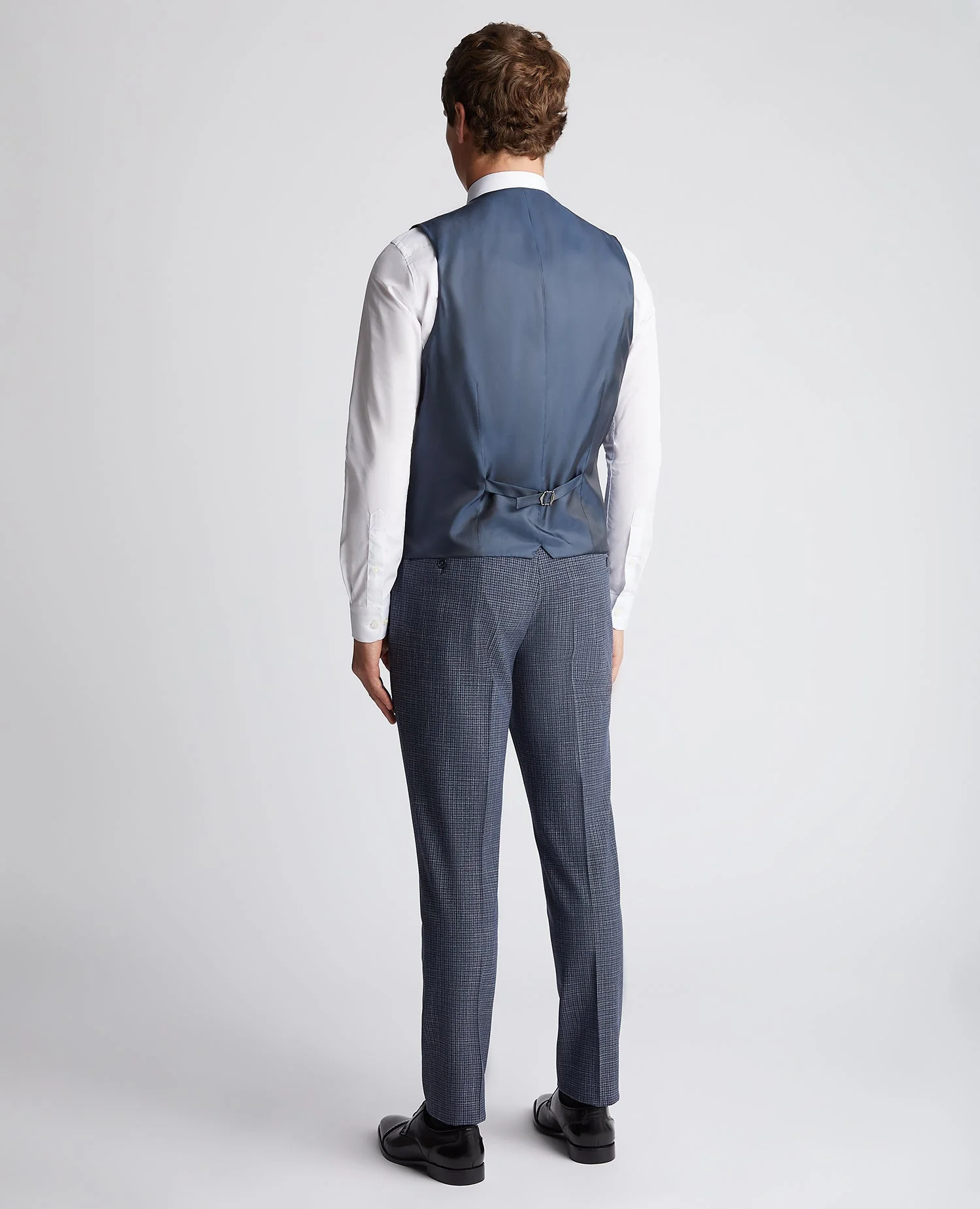 Slim Fit Checked Stretch Waistcoat - Image 3