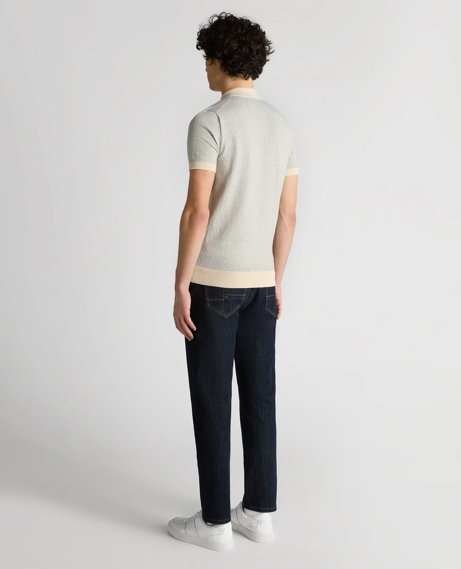 Slim Fit Cotton Geometric Polo Shirt - Image 3