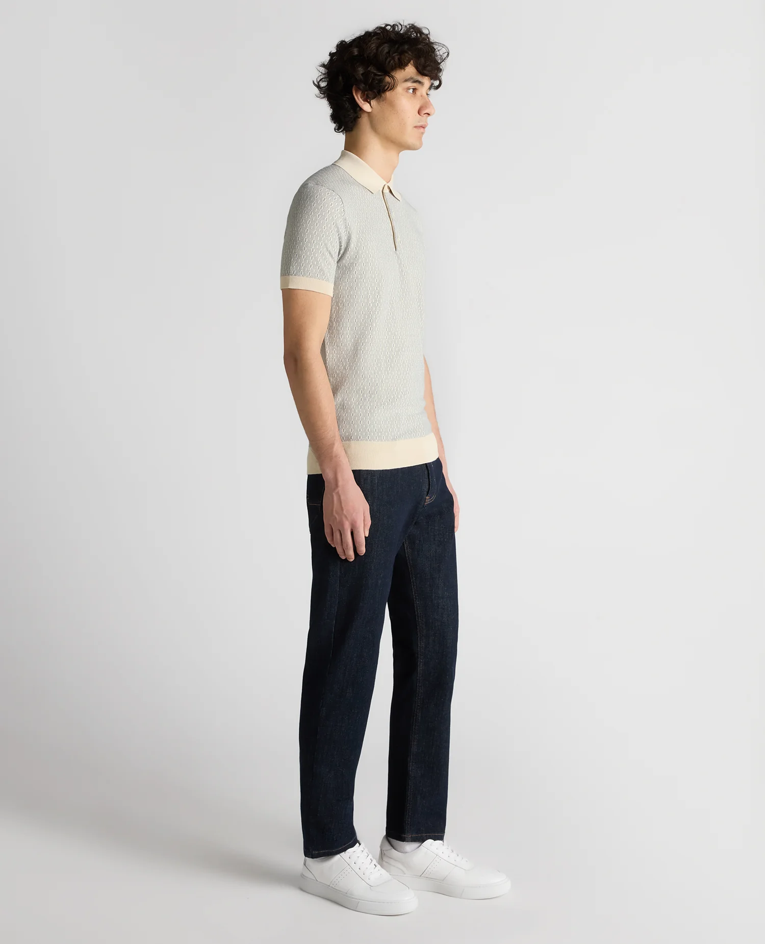 Slim Fit Cotton Geometric Polo Shirt - Image 4