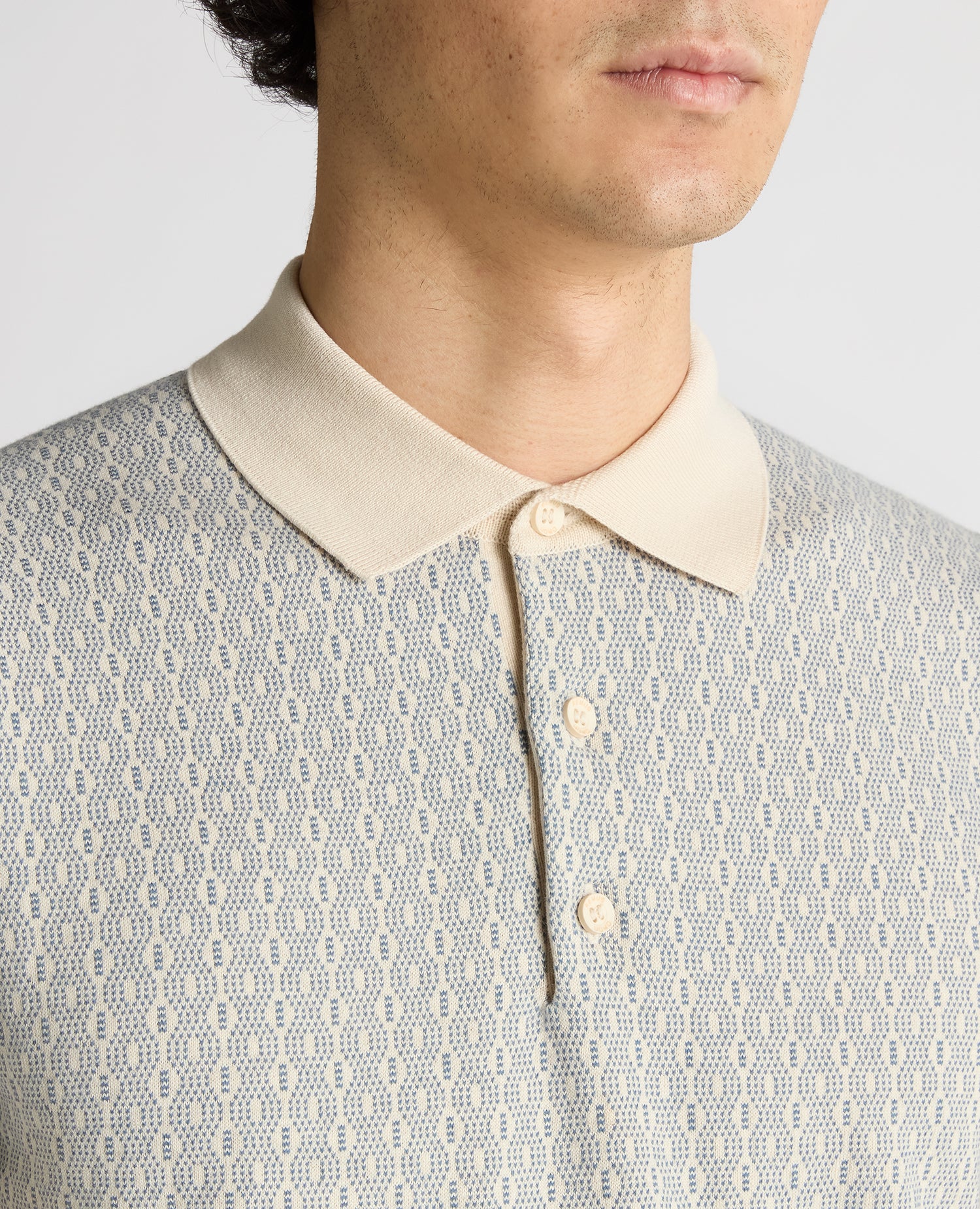 Slim Fit Cotton Geometric Polo Shirt - Image 5