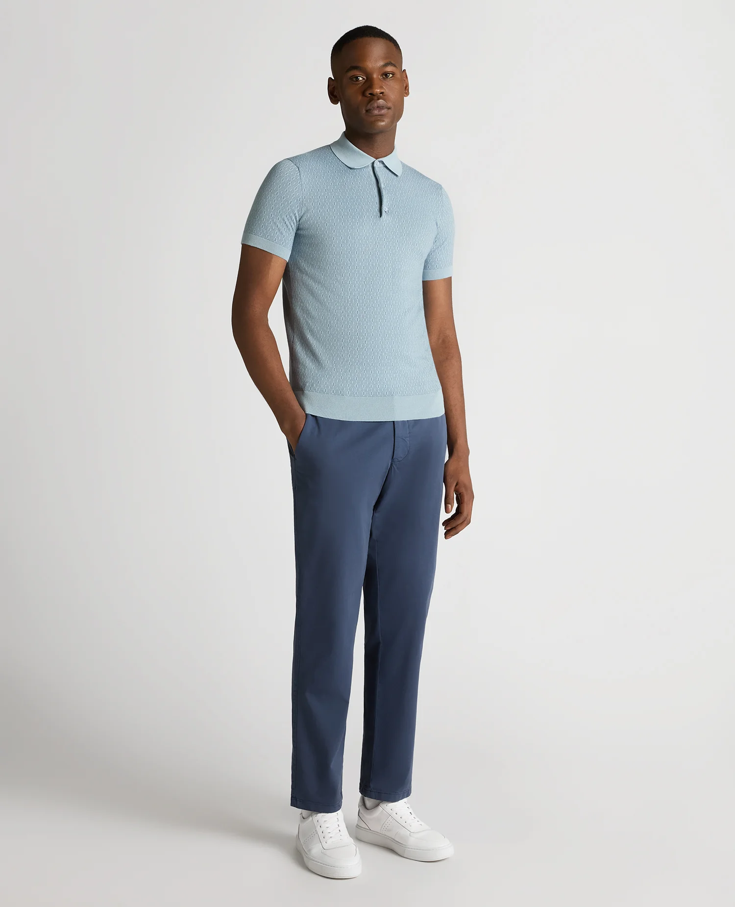 Slim Fit Cotton Geometric Polo Shirt - Image 2