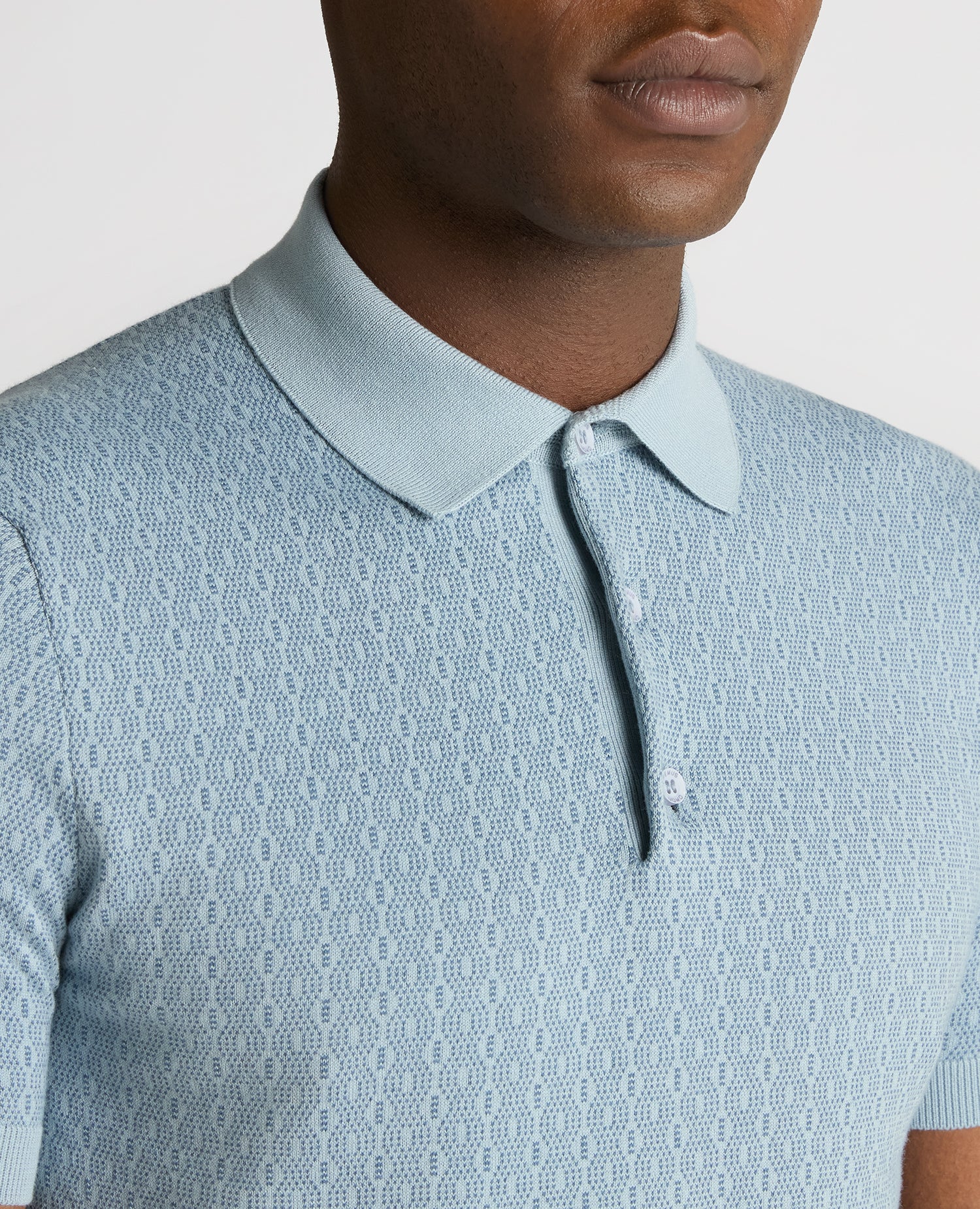 Slim Fit Cotton Geometric Polo Shirt - Image 4