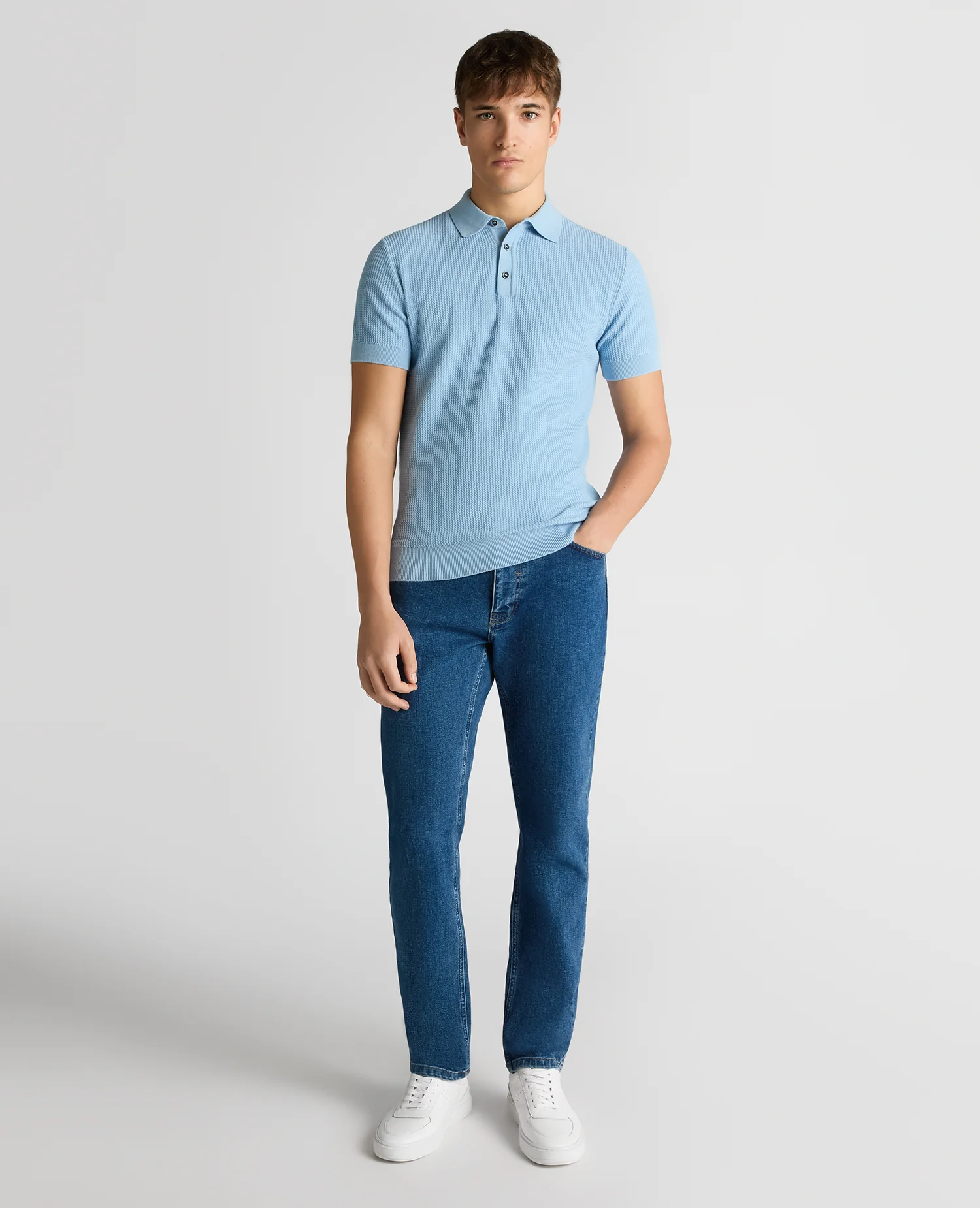 Slim Fit Cotton Interest Fabric Polo Shirt - Image 2