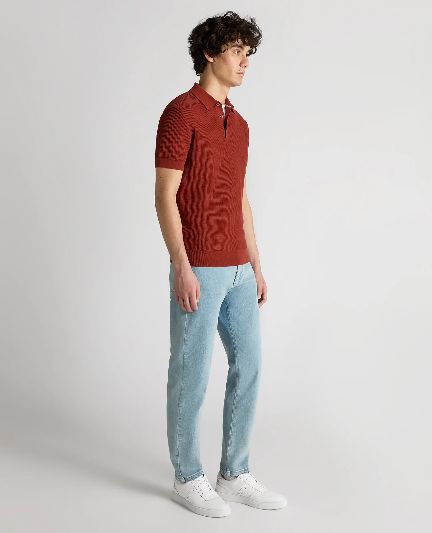 Slim Fit Cotton Interest Fabric Polo Shirt - Image 4