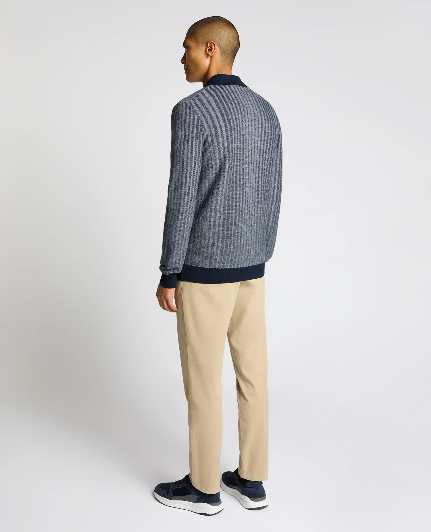 Plaited Stripe Wool-Blend Knit Polo - Image 3