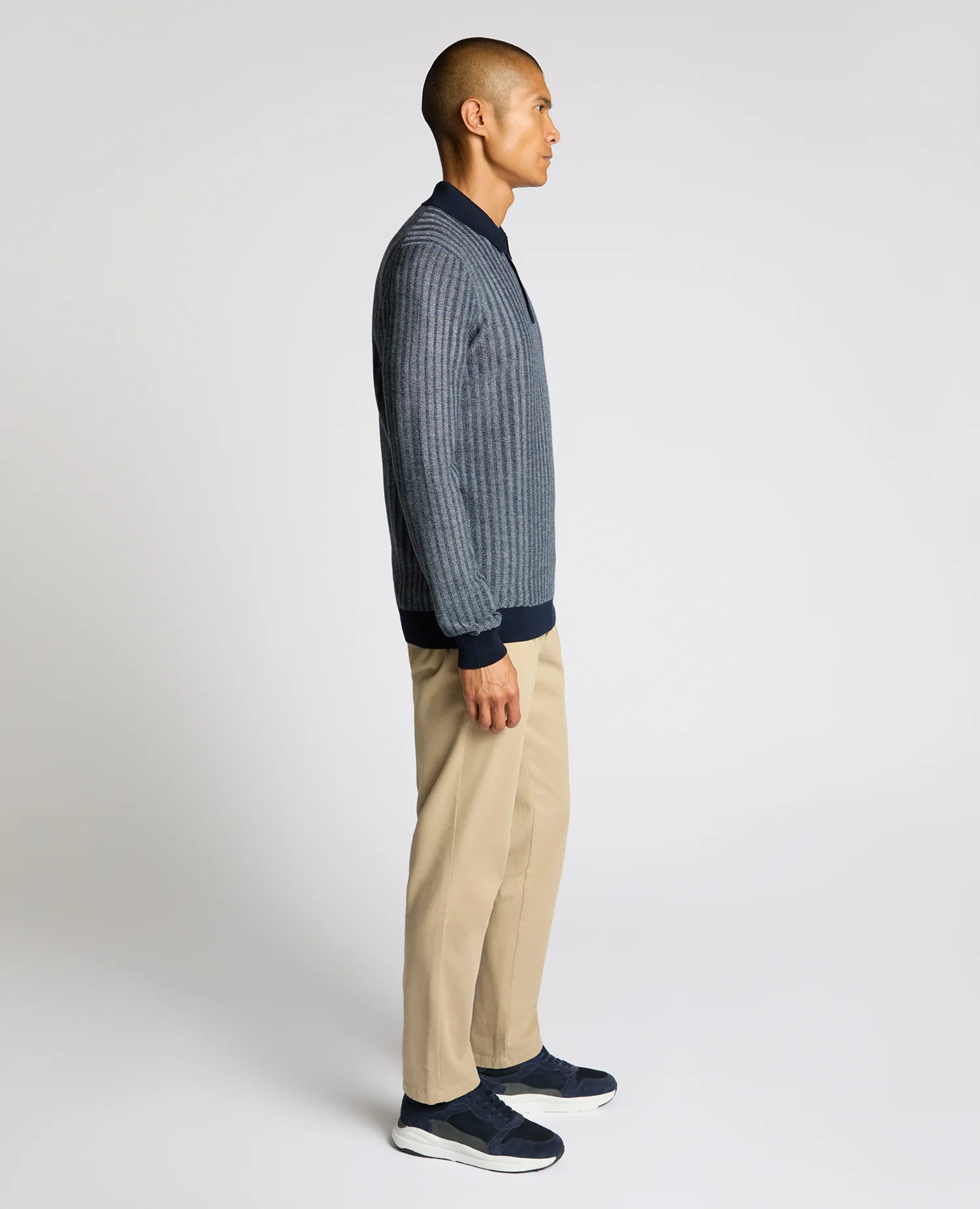 Plaited Stripe Wool-Blend Knit Polo - Image 4