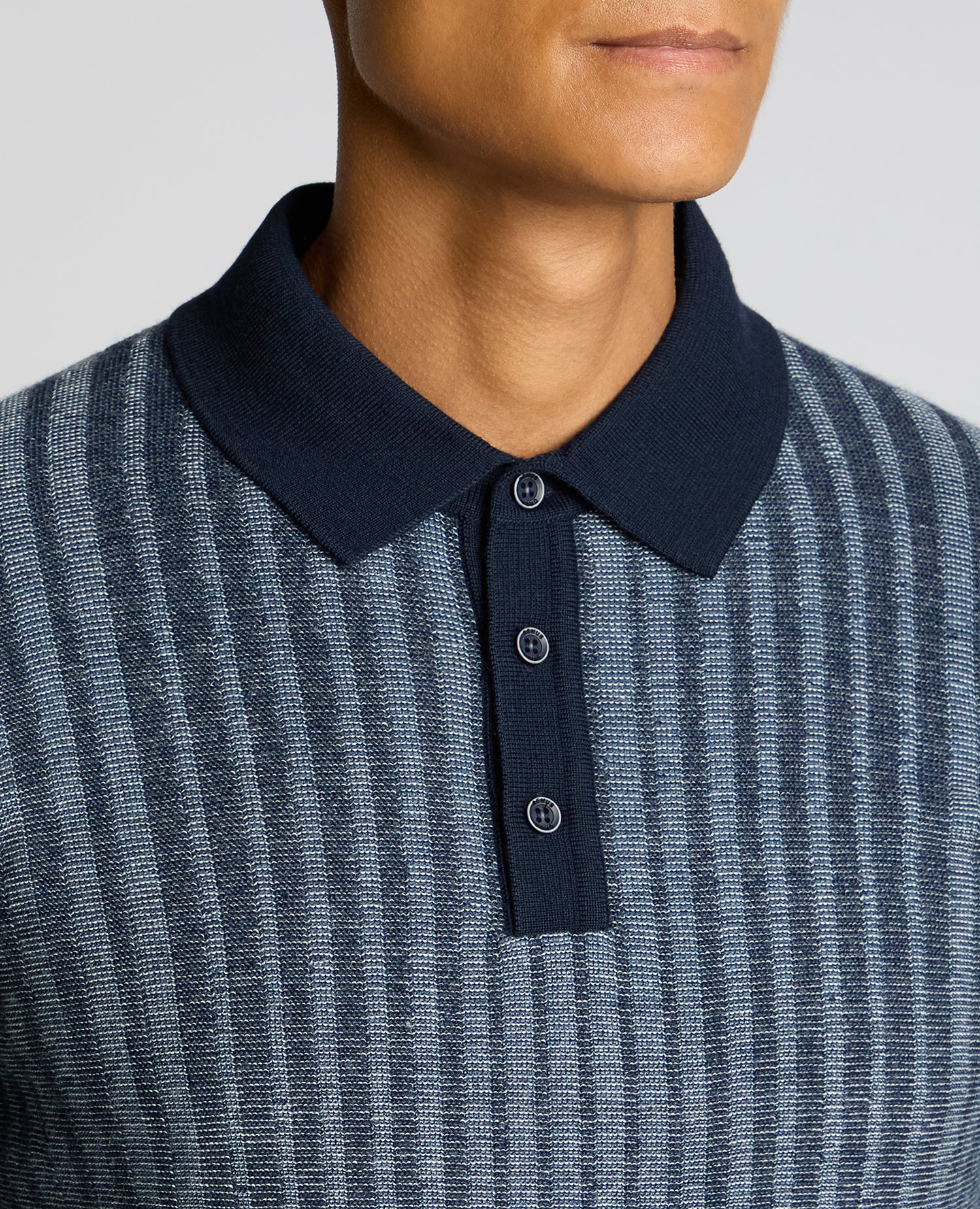 Plaited Stripe Wool-Blend Knit Polo - Image 5