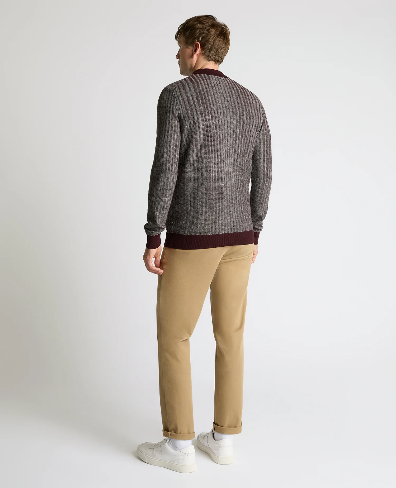 Plaited Stripe Wool-Blend Knit Polo - Image 3