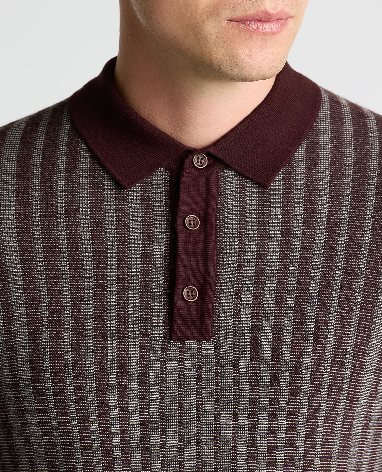 Plaited Stripe Wool-Blend Knit Polo - Image 5