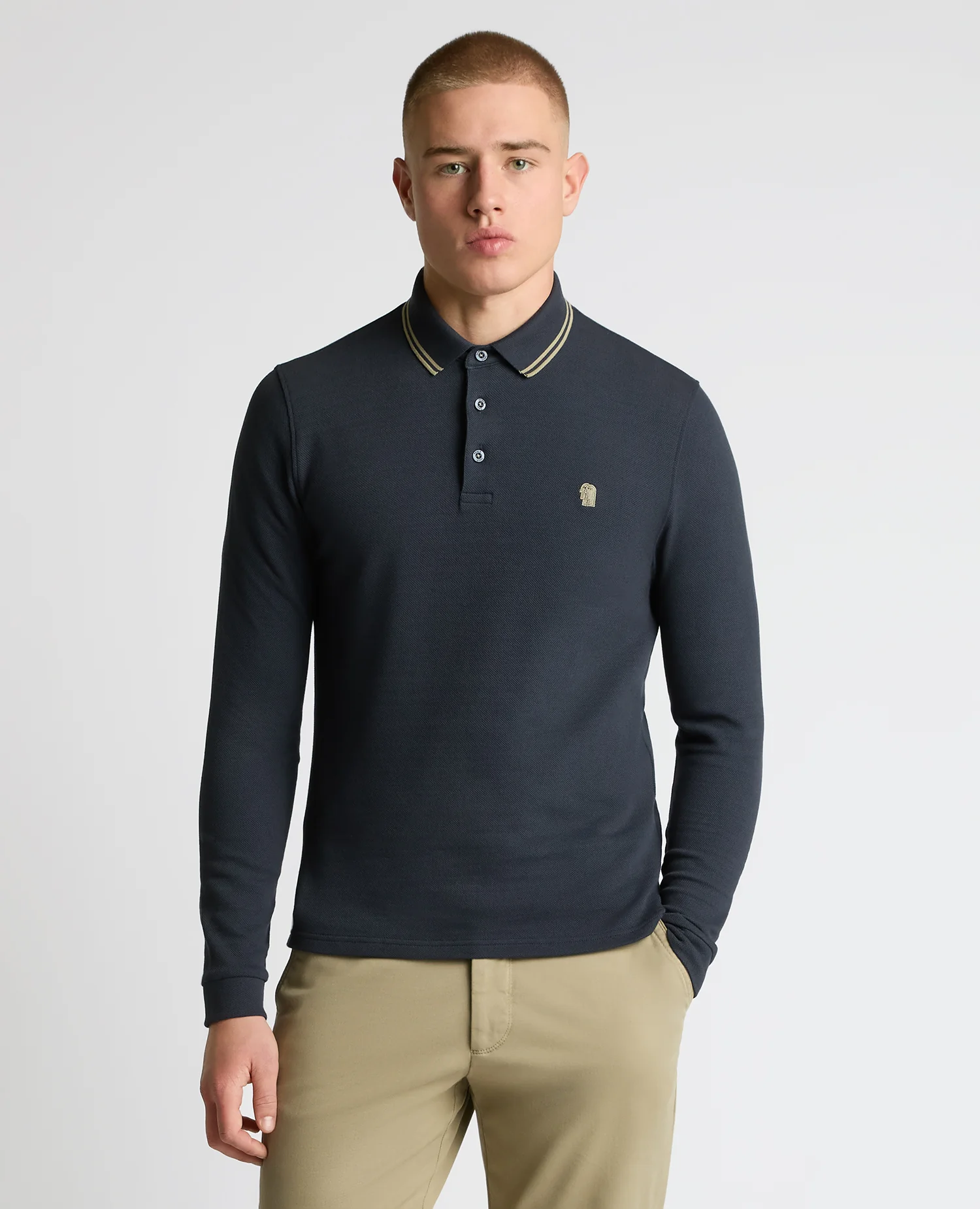 Contrast Collar Cotton-Stretch Polo