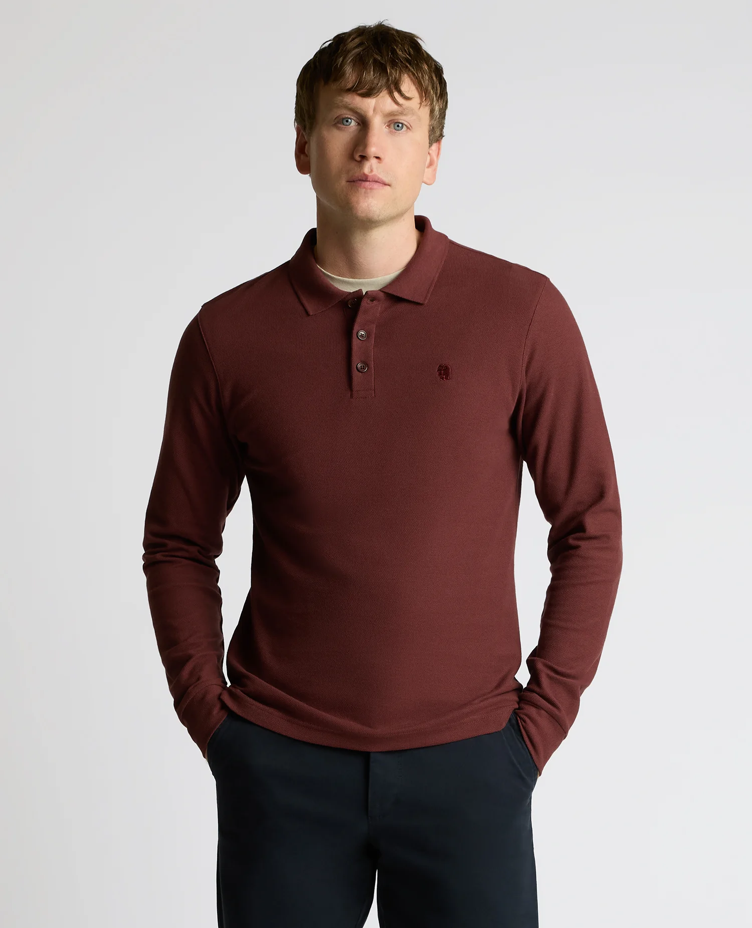 Long-Sleeve Cotton Polo