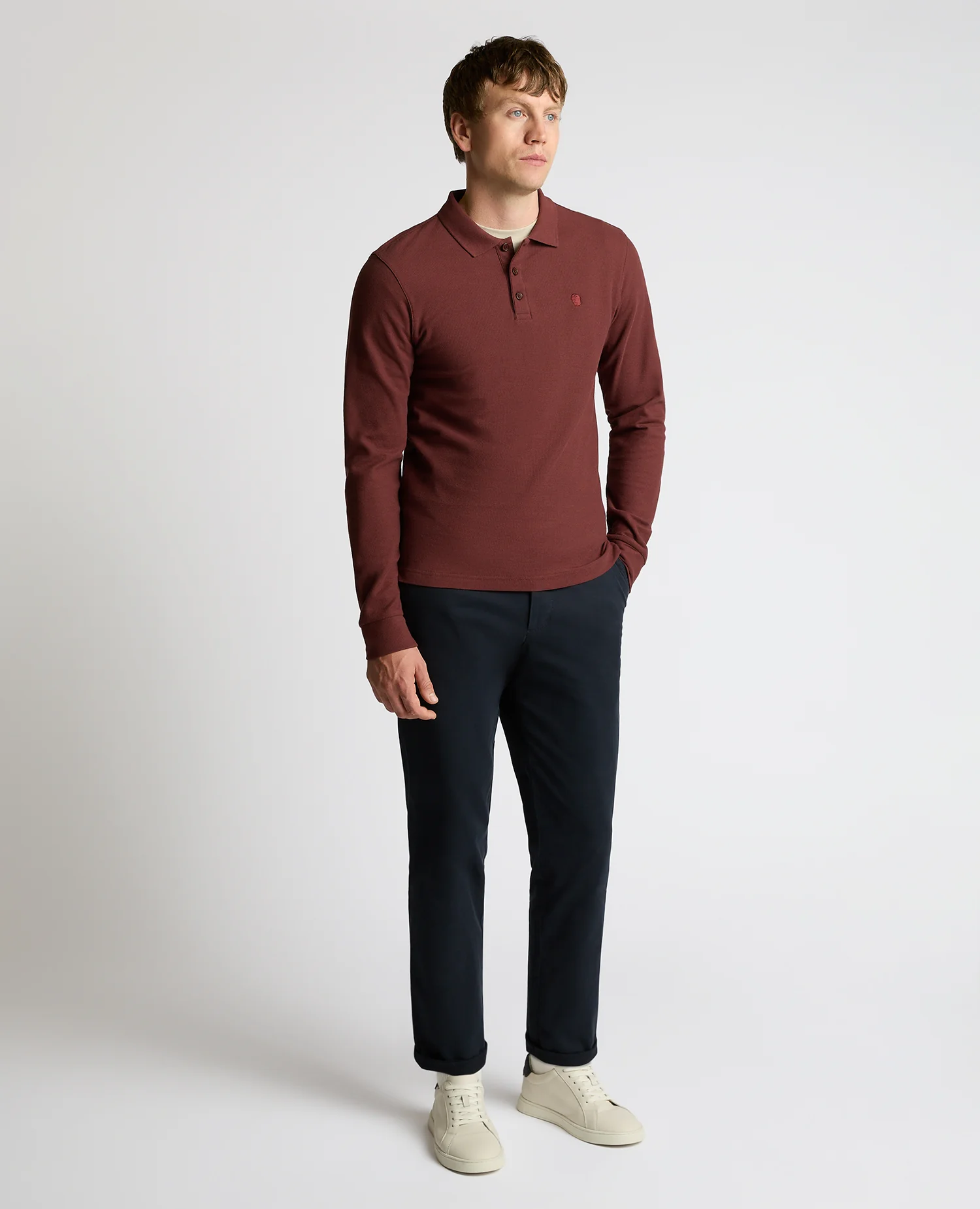 Long-Sleeve Cotton Polo - Image 2