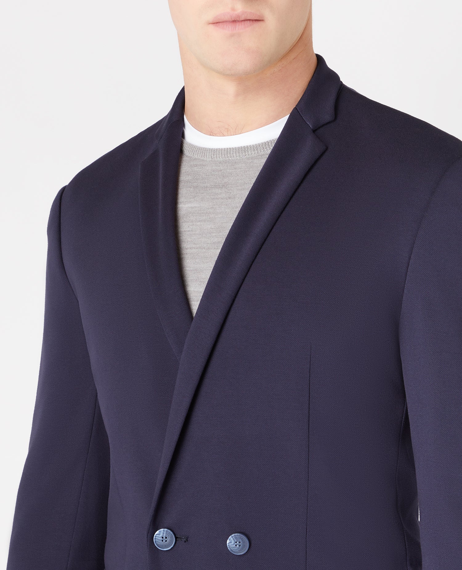 Slim Fit Double Breasted Stretch Jersey Jacket - Image 3