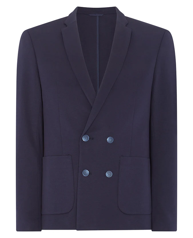 Slim Fit Double Breasted Stretch Jersey Jacket - Image 5
