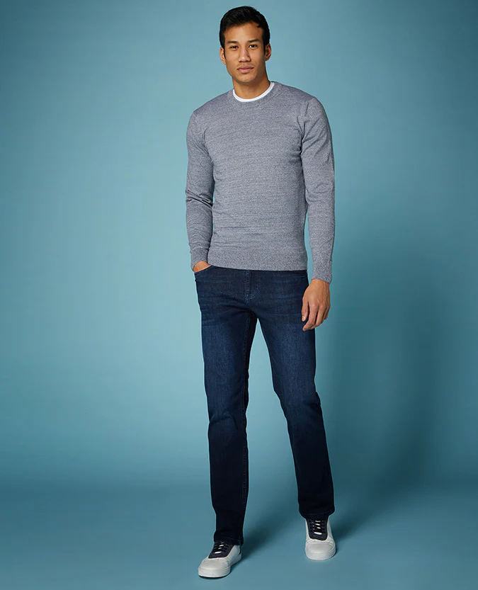 Slim Fit Knitted Cotton Crew Neck Sweater - Image 3