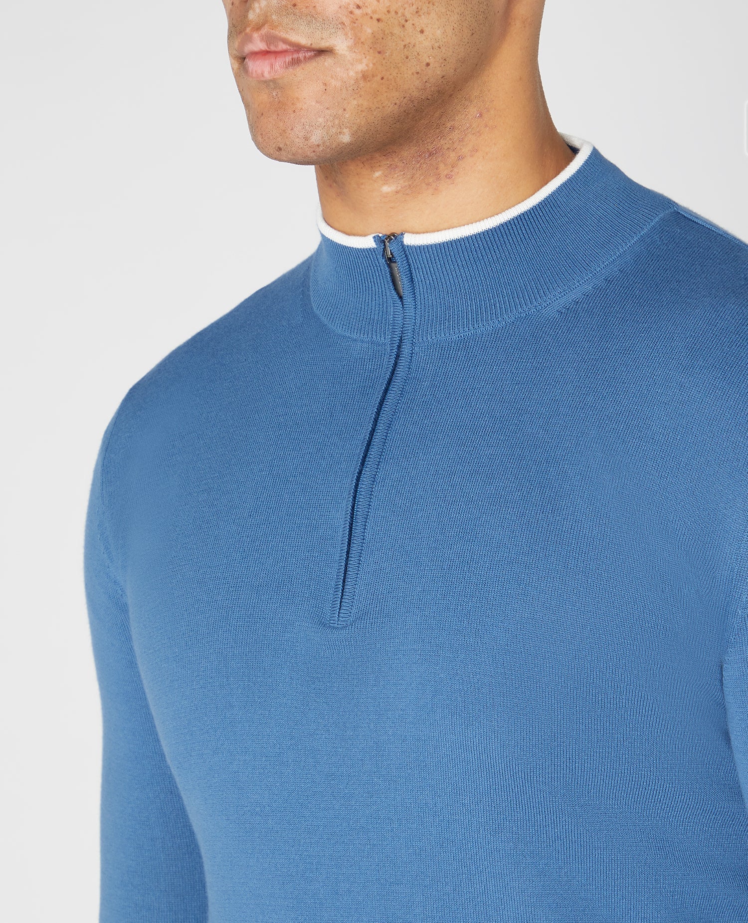 Slim Fit Knitted Cotton Half Zip Sweater - Image 4