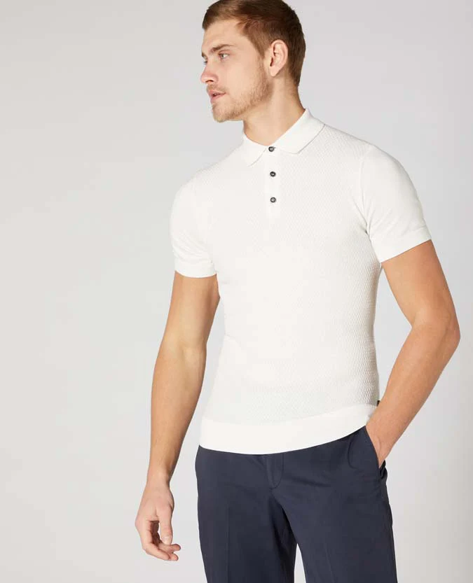 Slim Fit Knitted Cotton Short-Sleeve Polo Shirt - Image 2