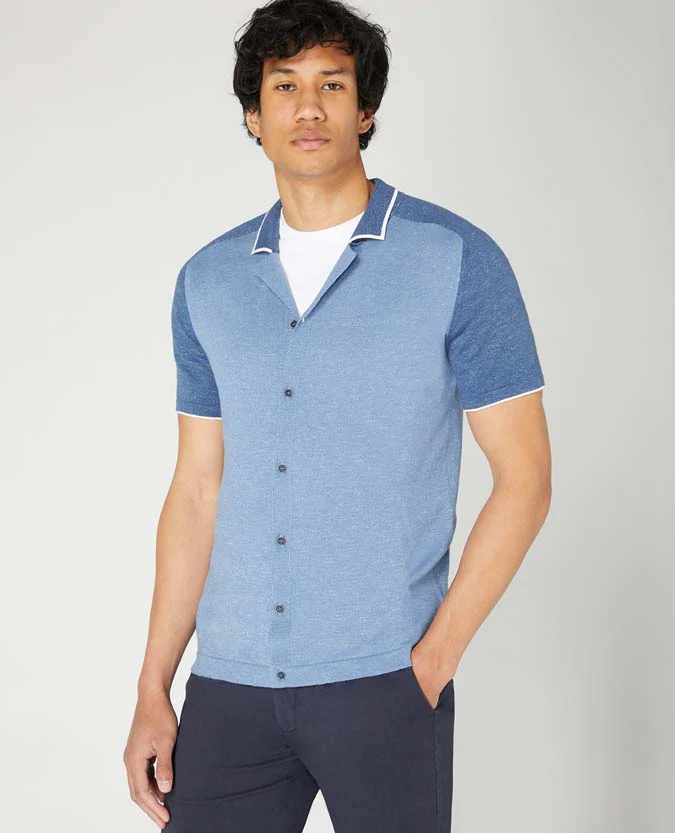 Slim Fit Knitted Cotton Short Sleeve Shirt - Image 2