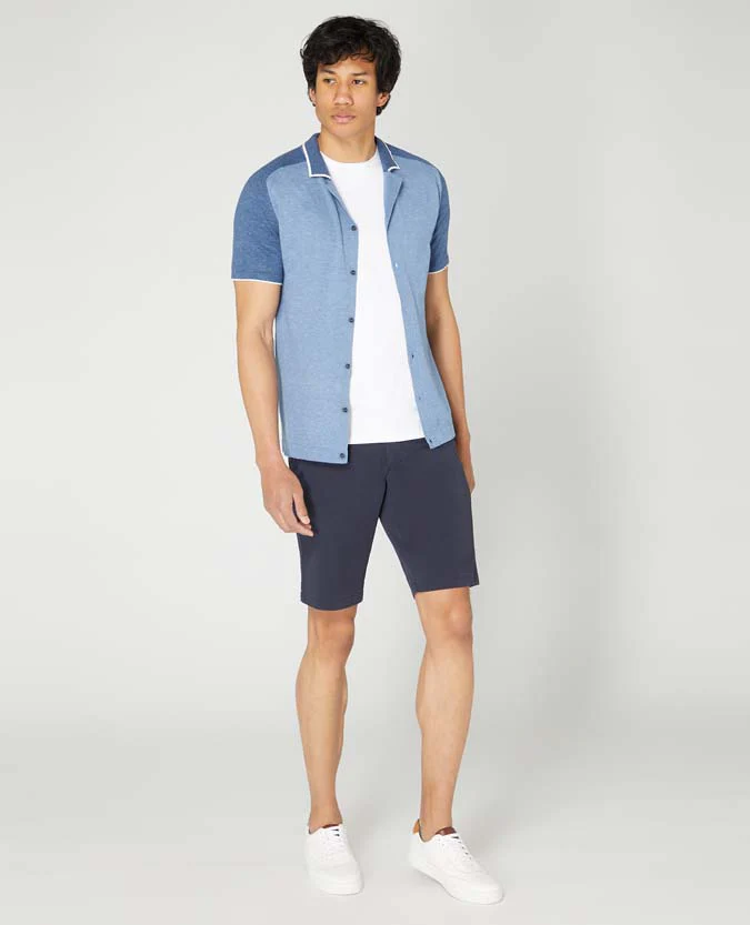 Slim Fit Knitted Cotton Short Sleeve Shirt - Image 3