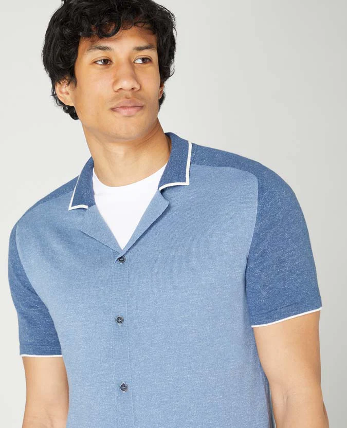 Slim Fit Knitted Cotton Short Sleeve Shirt - Image 4