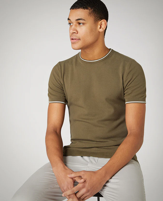 Slim Fit Knitted Cotton T-Shirt