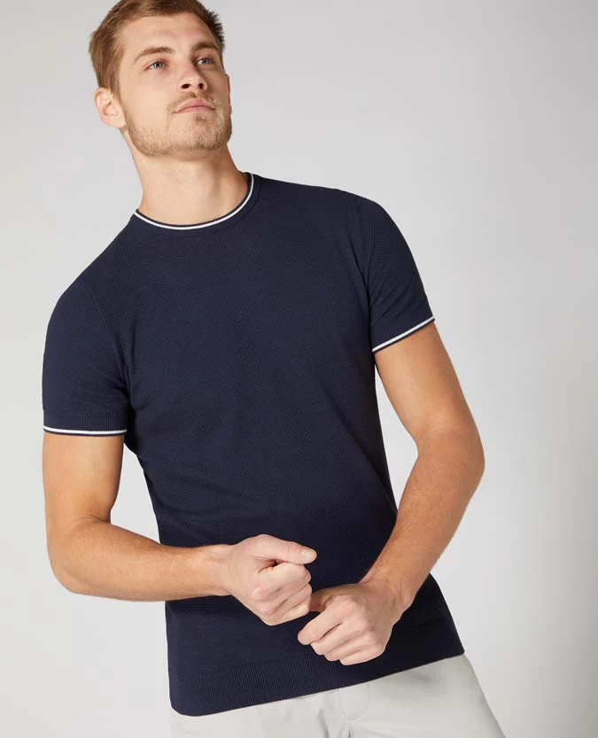Slim Fit Knitted Cotton T-Shirt - Image 2