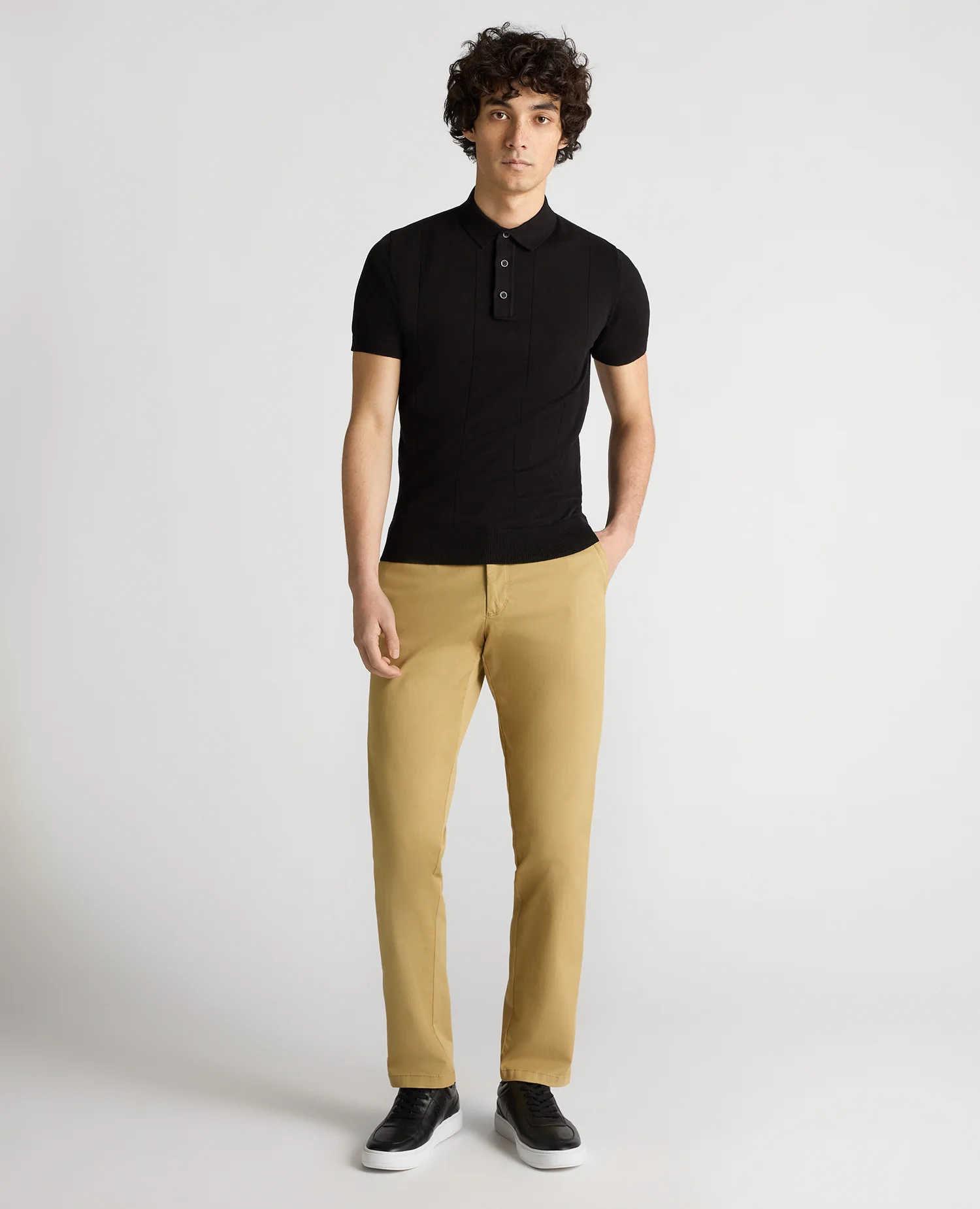 Slim Fit Knitted Cotton Short-Sleeve Polo - Image 4