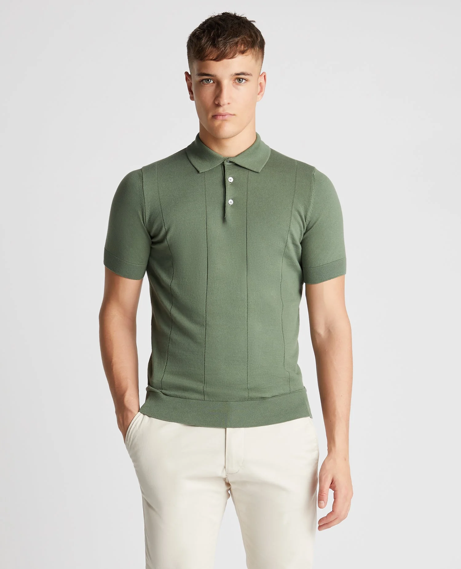 Slim Fit Knitted Cotton Short-Sleeve Polo