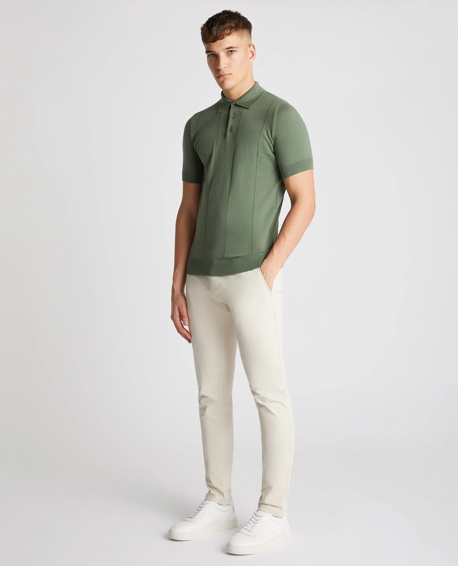 Slim Fit Knitted Cotton Short-Sleeve Polo - Image 2