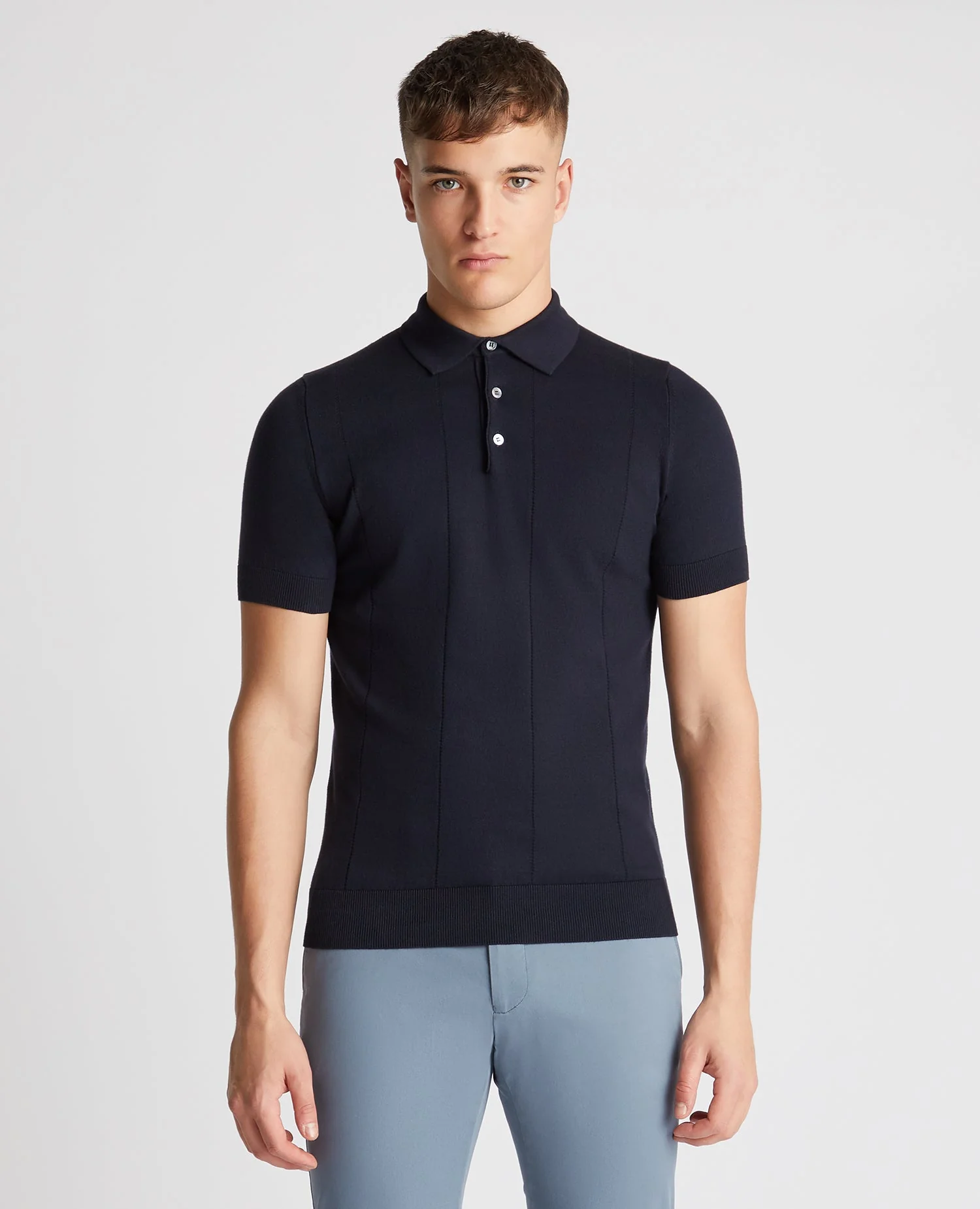 Slim Fit Knitted Cotton Short-Sleeve Polo