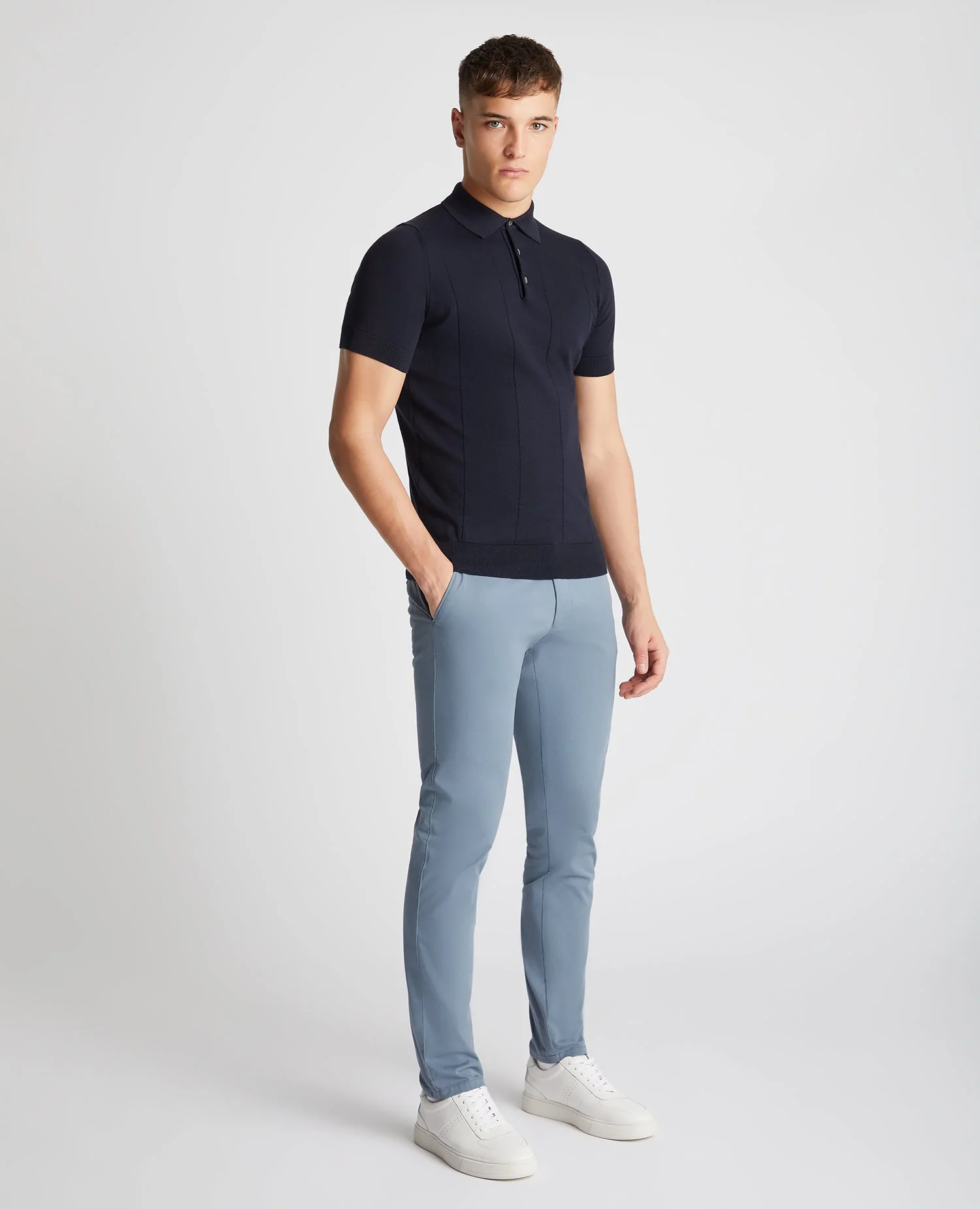 Slim Fit Knitted Cotton Short-Sleeve Polo - Image 2