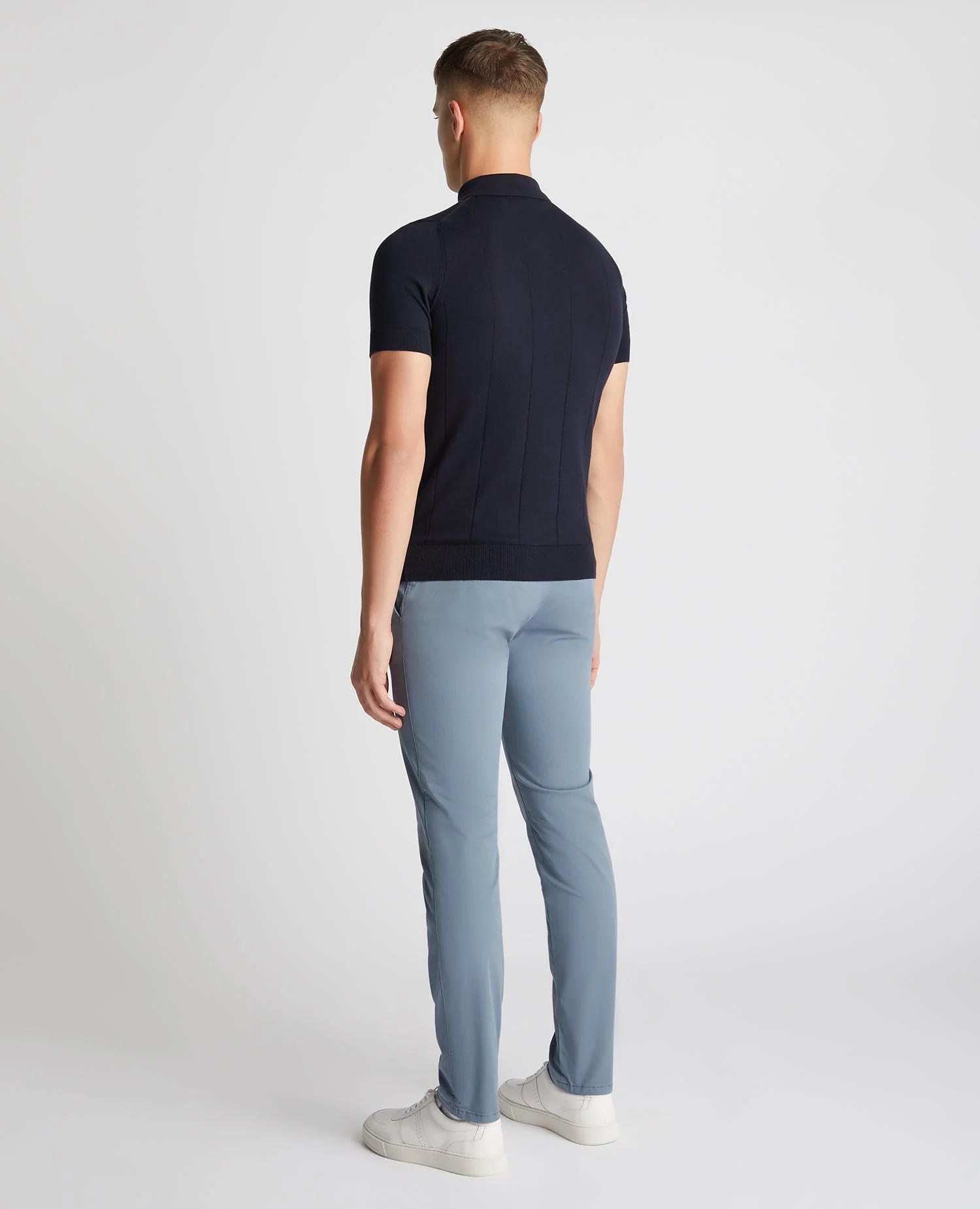 Slim Fit Knitted Cotton Short-Sleeve Polo - Image 3