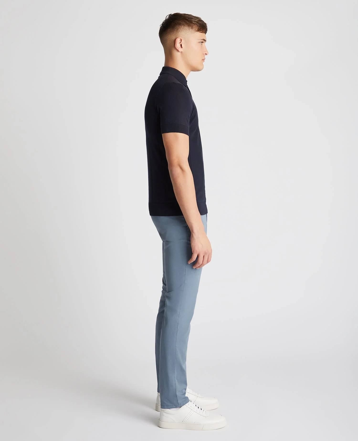 Slim Fit Knitted Cotton Short-Sleeve Polo - Image 4