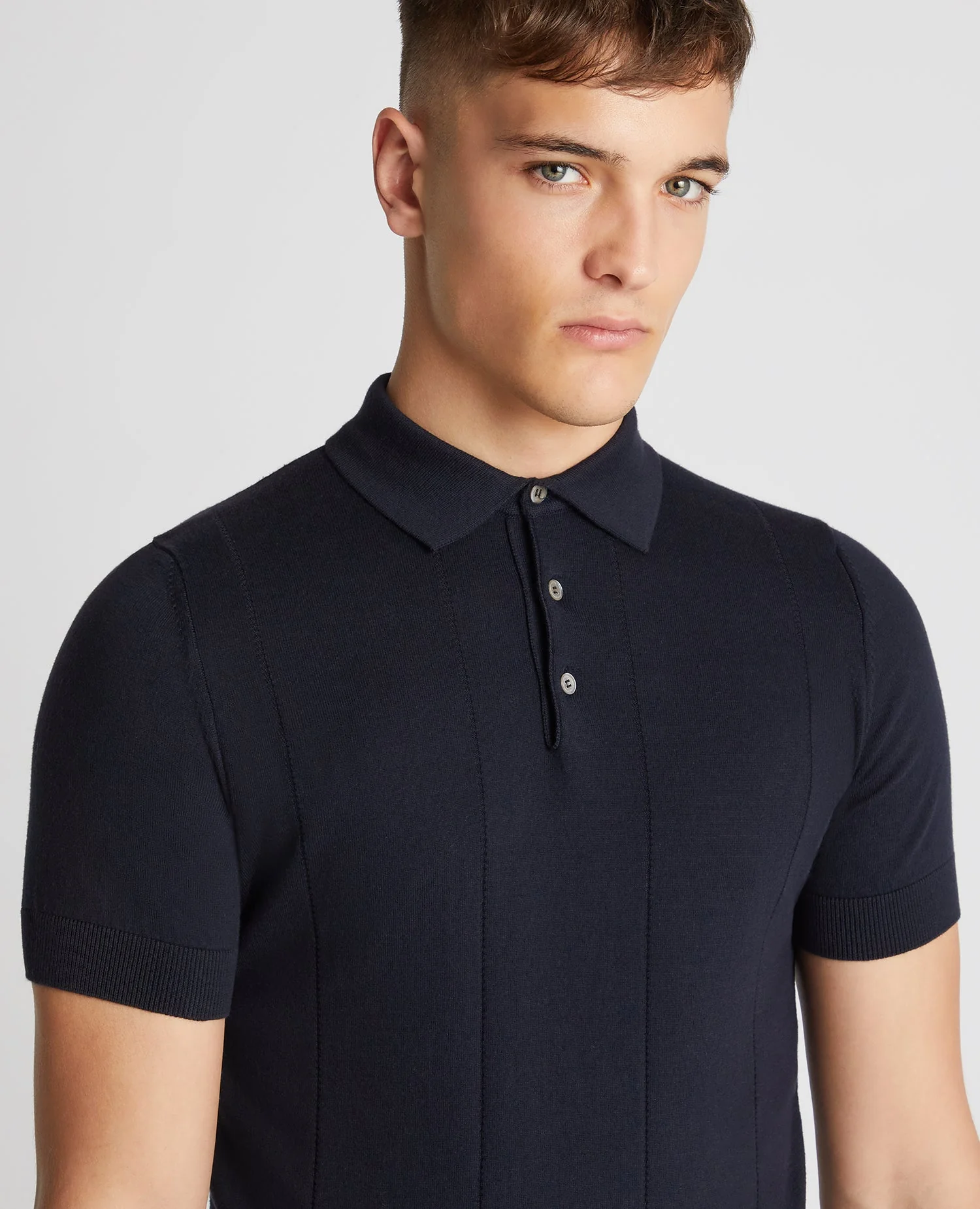 Slim Fit Knitted Cotton Short-Sleeve Polo - Image 5