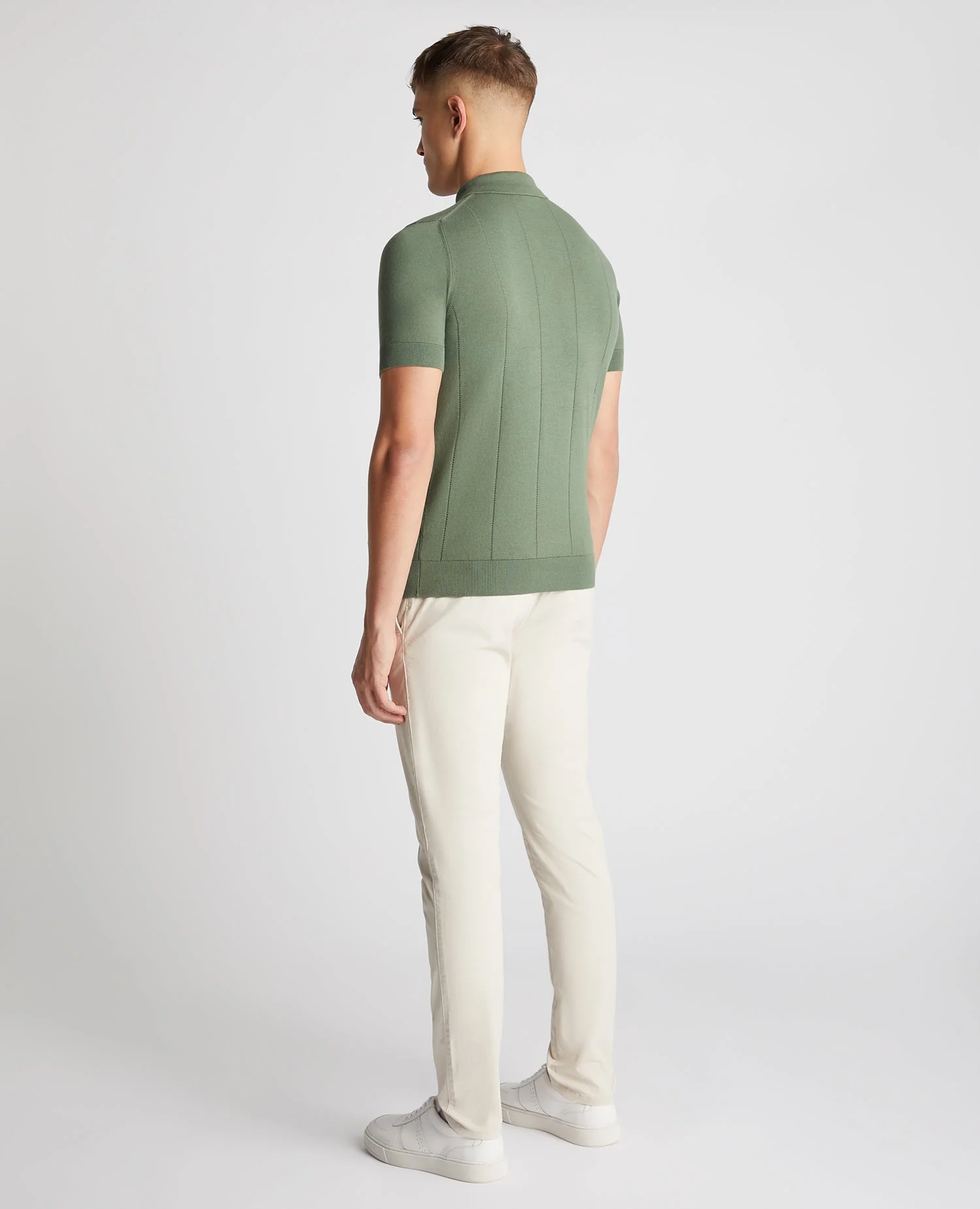 Slim Fit Knitted Cotton Short-Sleeve Polo - Image 3