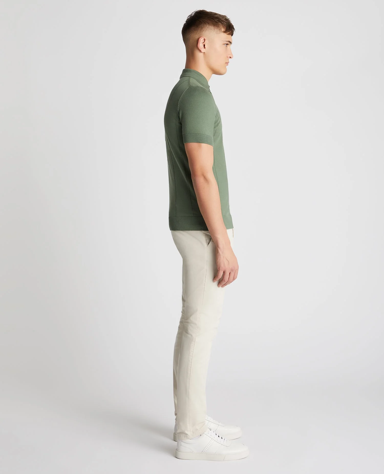 Slim Fit Knitted Cotton Short-Sleeve Polo - Image 4