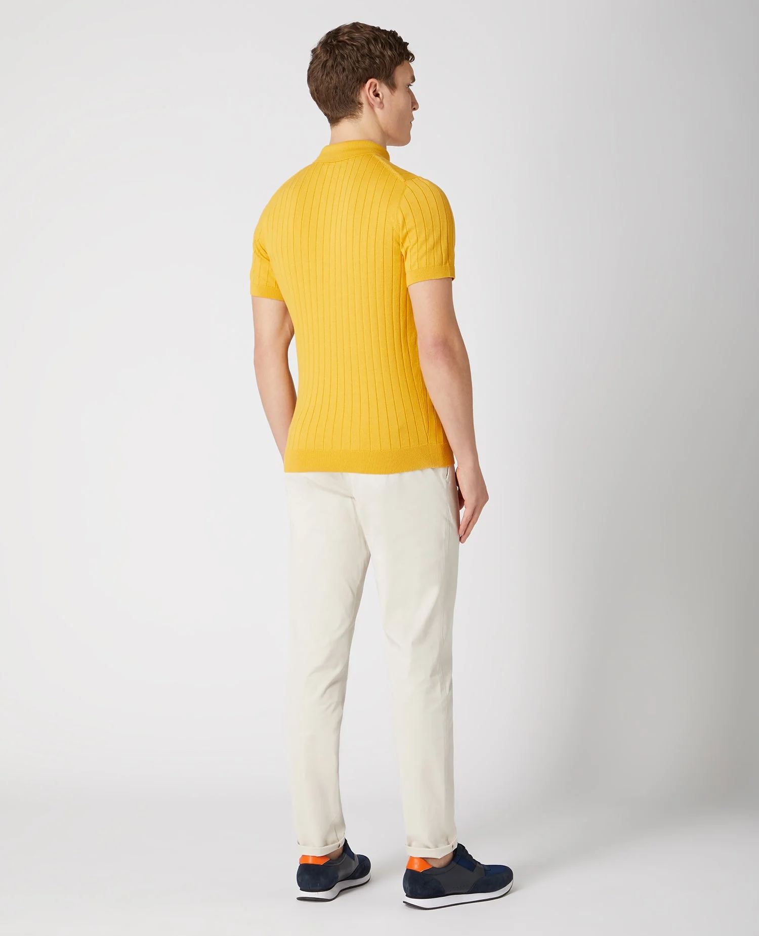Slim Fit Knitted Cotton Short-Sleeve Polo Shirt - Image 3
