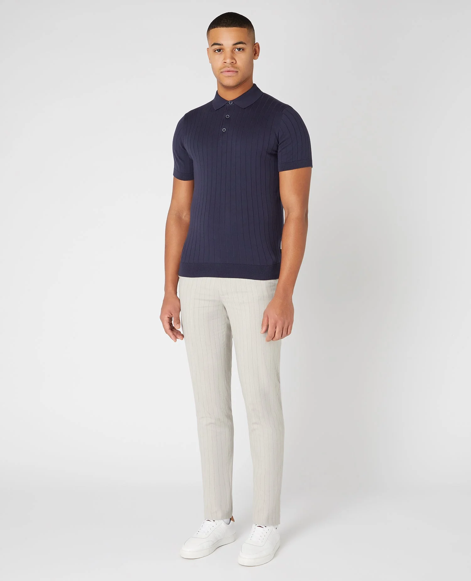 Slim Fit Knitted Cotton Short-Sleeve Polo Shirt - Image 2