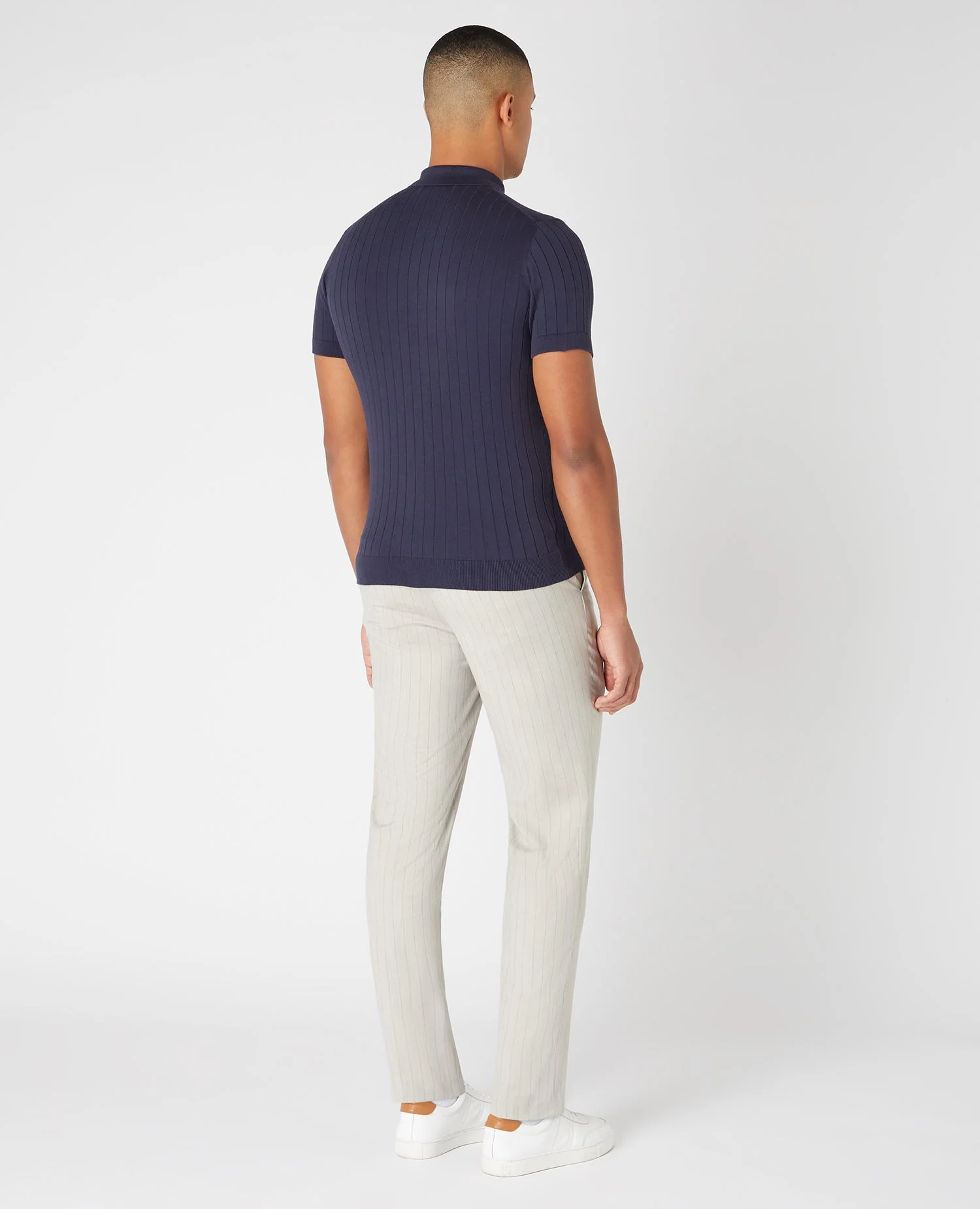 Slim Fit Knitted Cotton Short-Sleeve Polo Shirt - Image 3