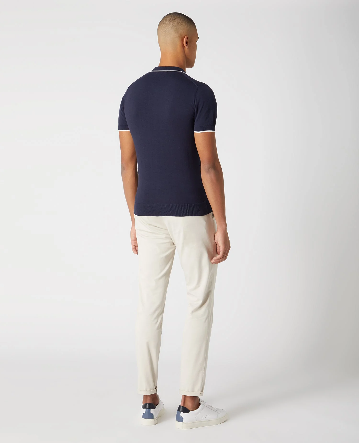Slim Fit Knitted Cotton Short Sleeve Polo Shirt - Image 3
