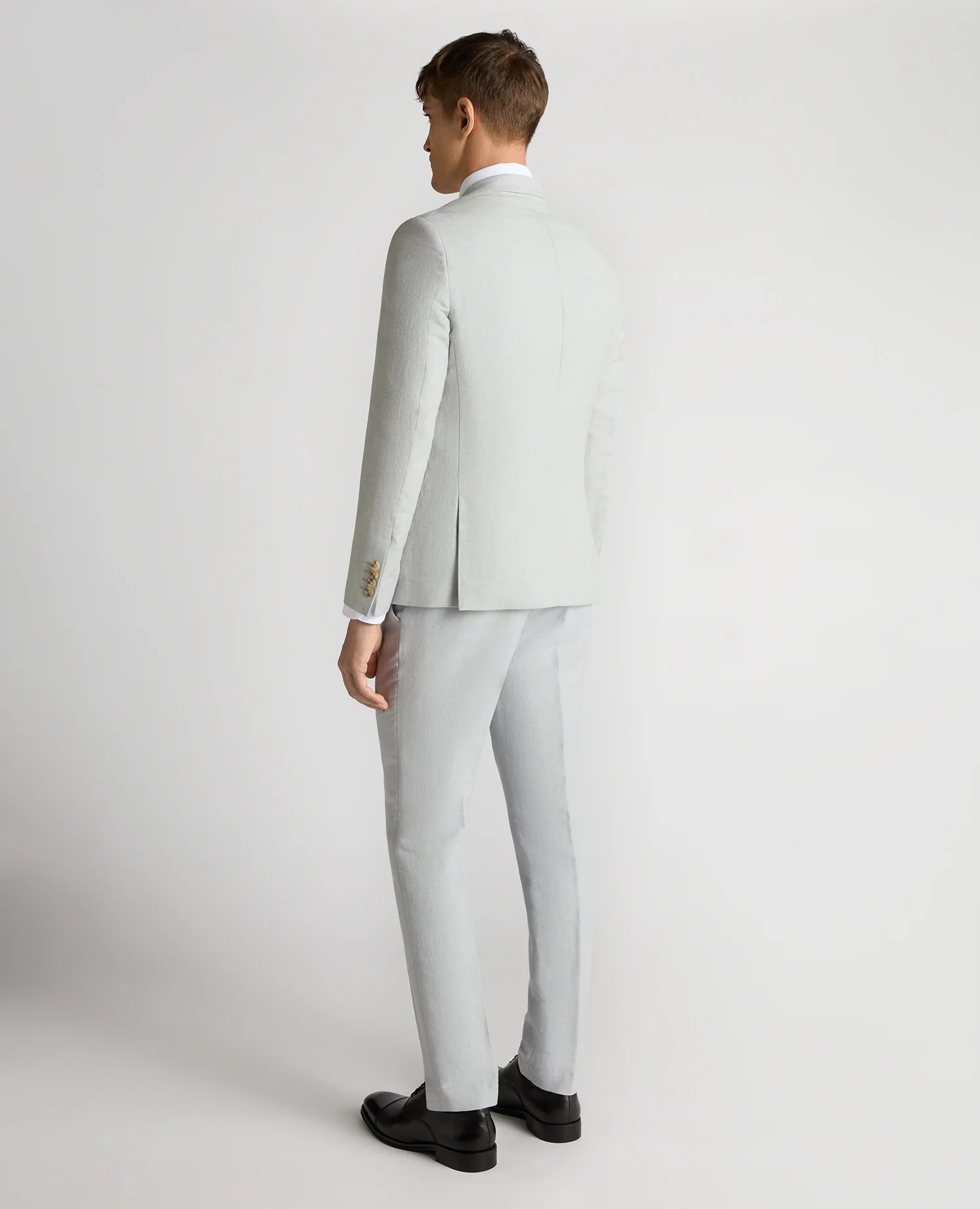Slim Fit Double-Breasted Linen-Blend Suit Jacket - Image 3
