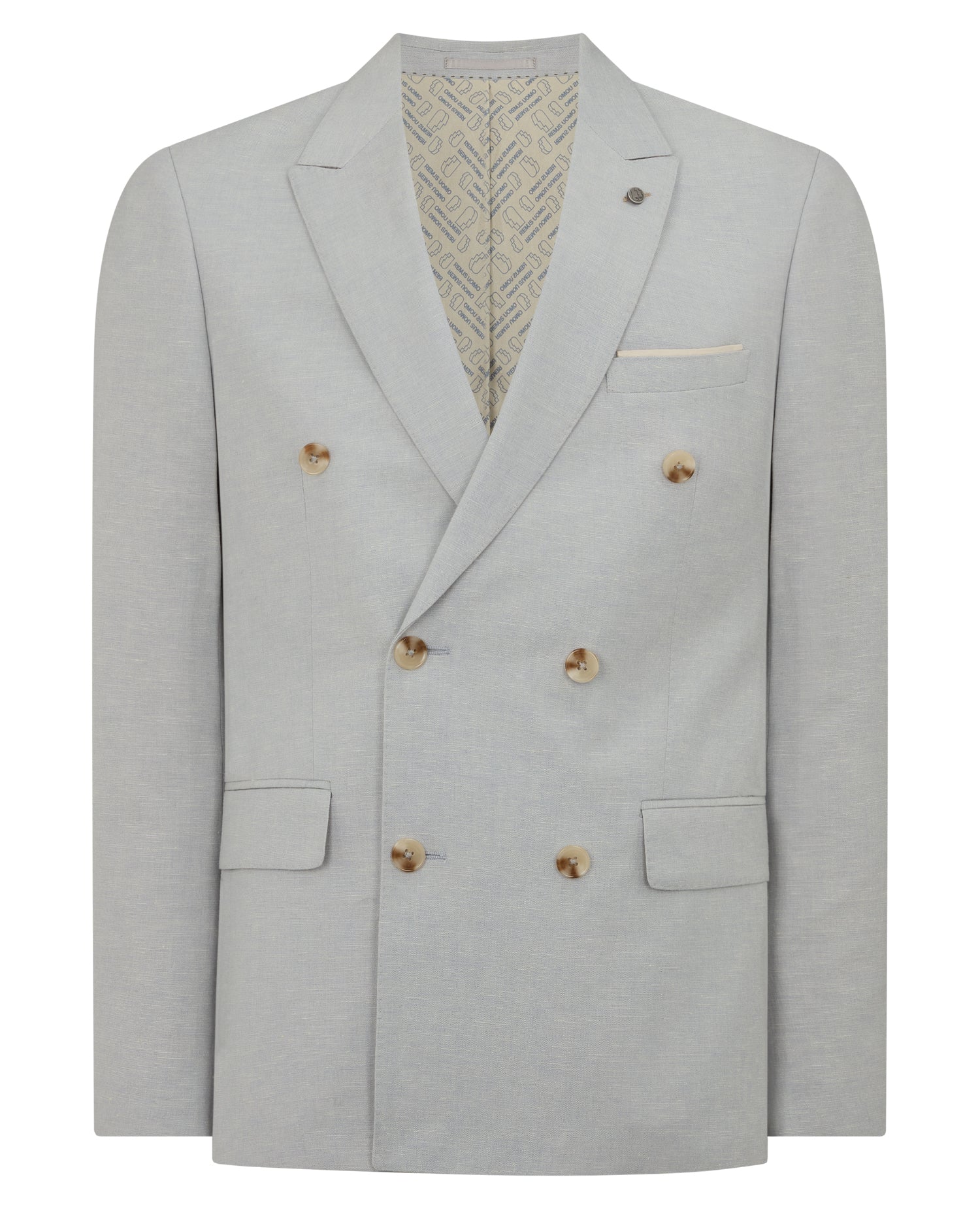 Slim Fit Double-Breasted Linen-Blend Suit Jacket - Image 6