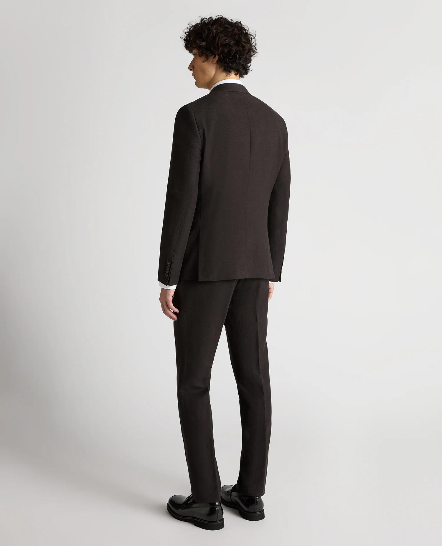 Slim Fit Double-Breasted Black Suit Jacket - Image 3