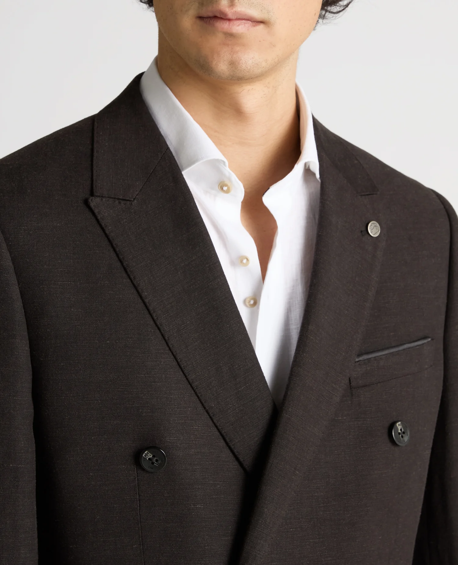 Slim Fit Double-Breasted Black Suit Jacket - Image 4